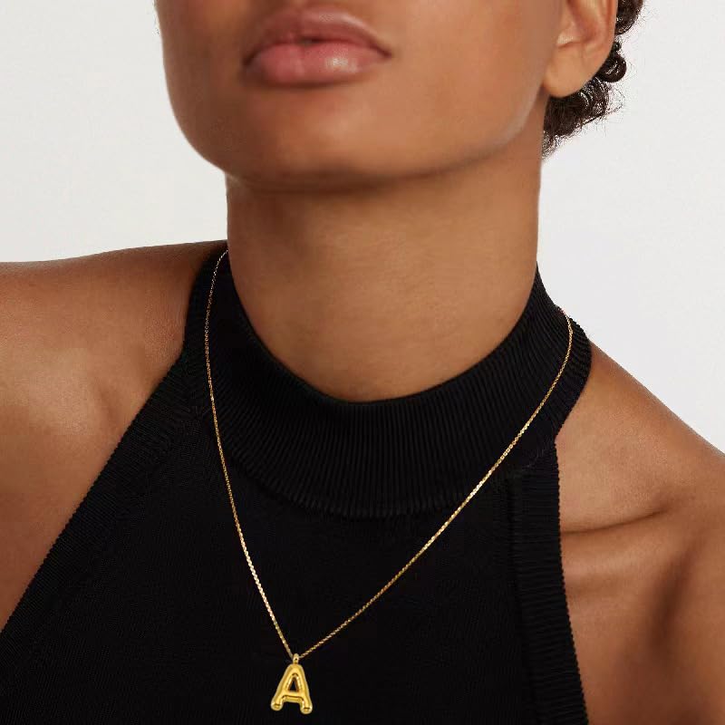 Personalized Bubble Letter Necklace for Women - 18K Gold Plated Alphabet Pendant, Custom Initial Necklace, Dainty Jewelry Gift for Girlfriend, Birthday, Anniversary - Perfect for Everyday Wear & Special Occasions