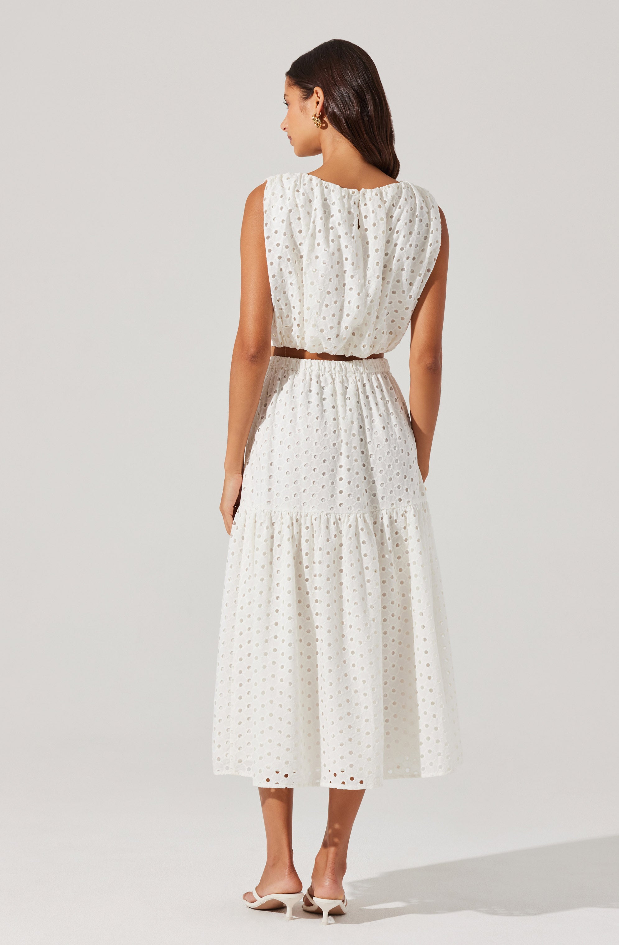 Nalley Eyelet Midi Skirt for Women - Floral Lace Trim Summer Skirt - Perfect for Beach, Vacation & Casual Outfits