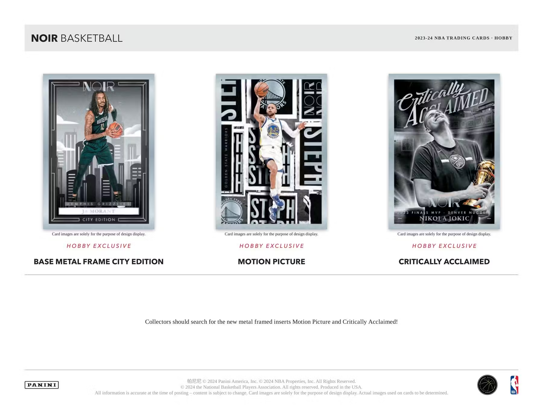 2023-2024 Panini Noir Basketball Hobby Box - Premium Trading Cards Collection for NBA Fans & Collectors - Perfect for Gifts, Investments, and Game Day Excitement