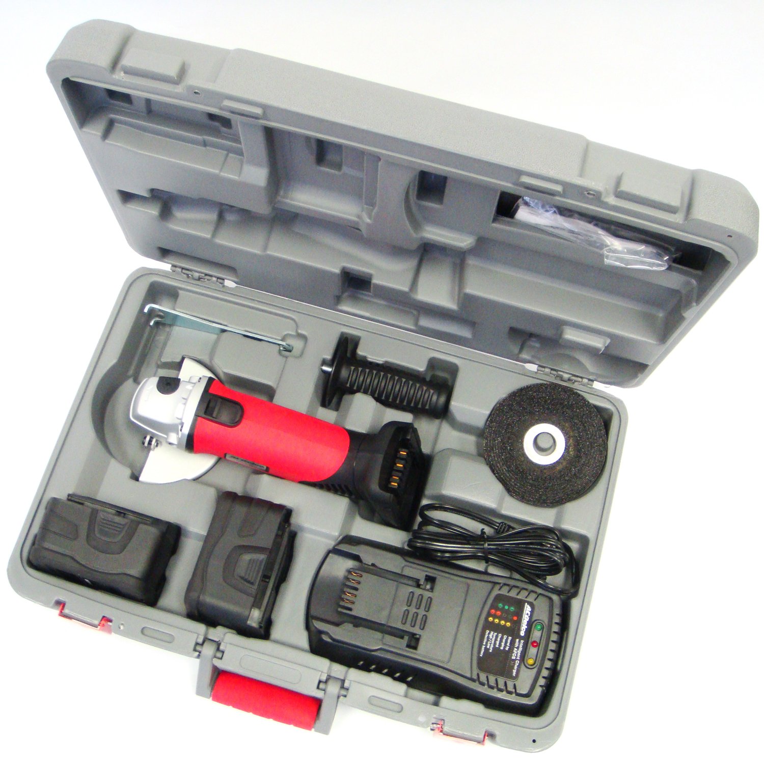 ACDelco ARG2011 18V Lithium-Ion Cordless Angle Grinder with 2 Batteries - 4.5 Inch, 12000 RPM for Metal Cutting, Grinding & Polishing - Perfect for DIY Projects & Professional Construction Work
