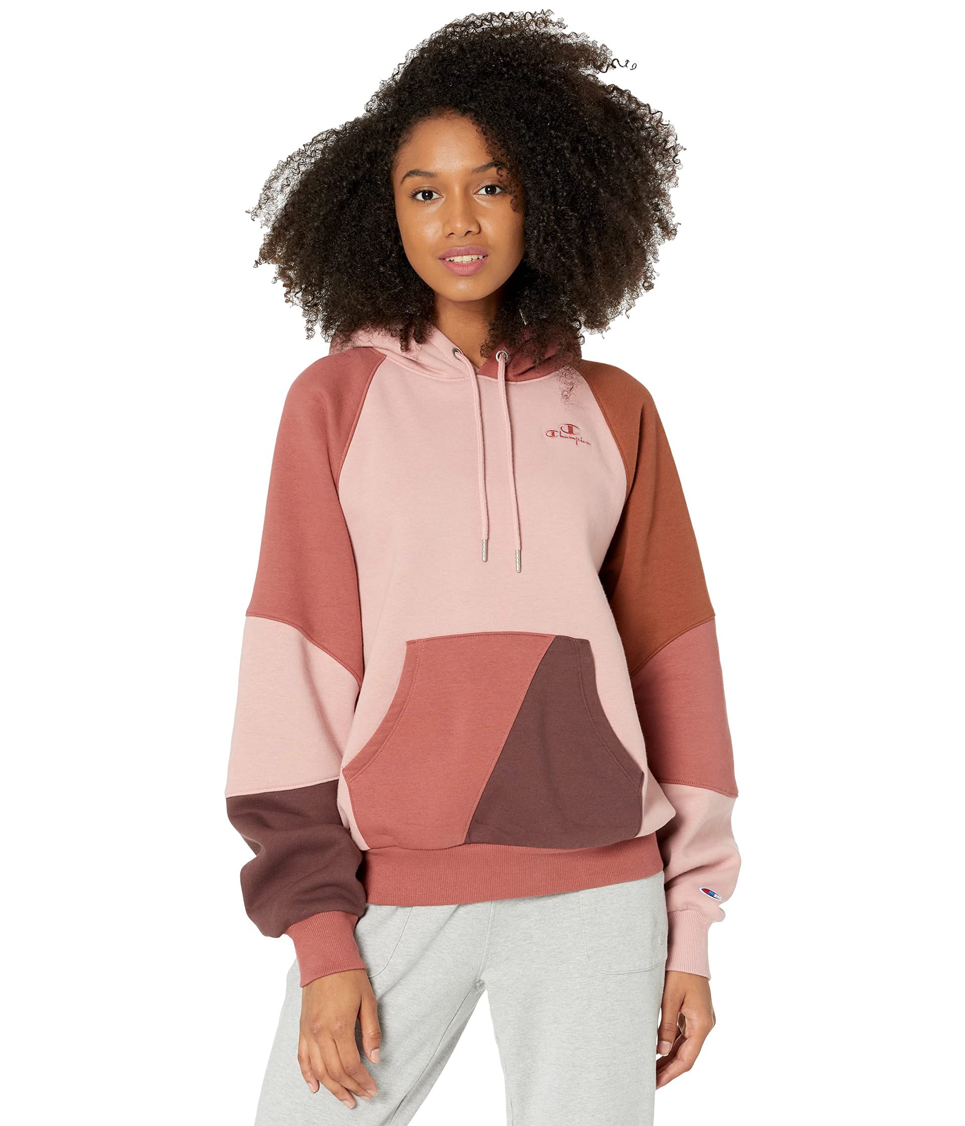 Champion Women's Classic Fleece Patchwork Hoodie - Cozy Pullover Sweatshirt for Casual Wear, Gym & Lounge | Trendy Streetwear Fashion