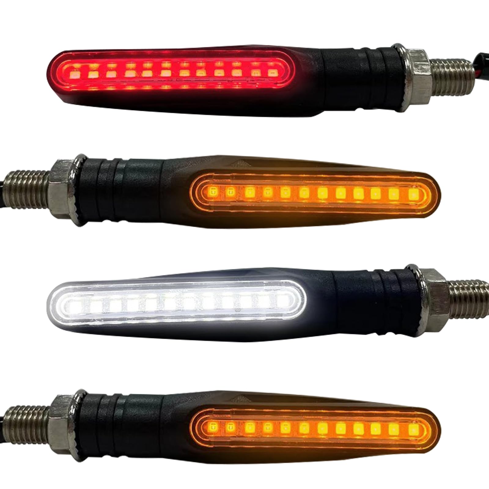 GKmow 4 PCS 12V Motorcycle LED Turn Signal Lights - Amber & Red Flowing Indicator Lights, Universal Fit for Scooter, ATV, Cruiser & Off-Road Bikes - Enhance Visibility & Safety for Night Riding & Urban Commuting