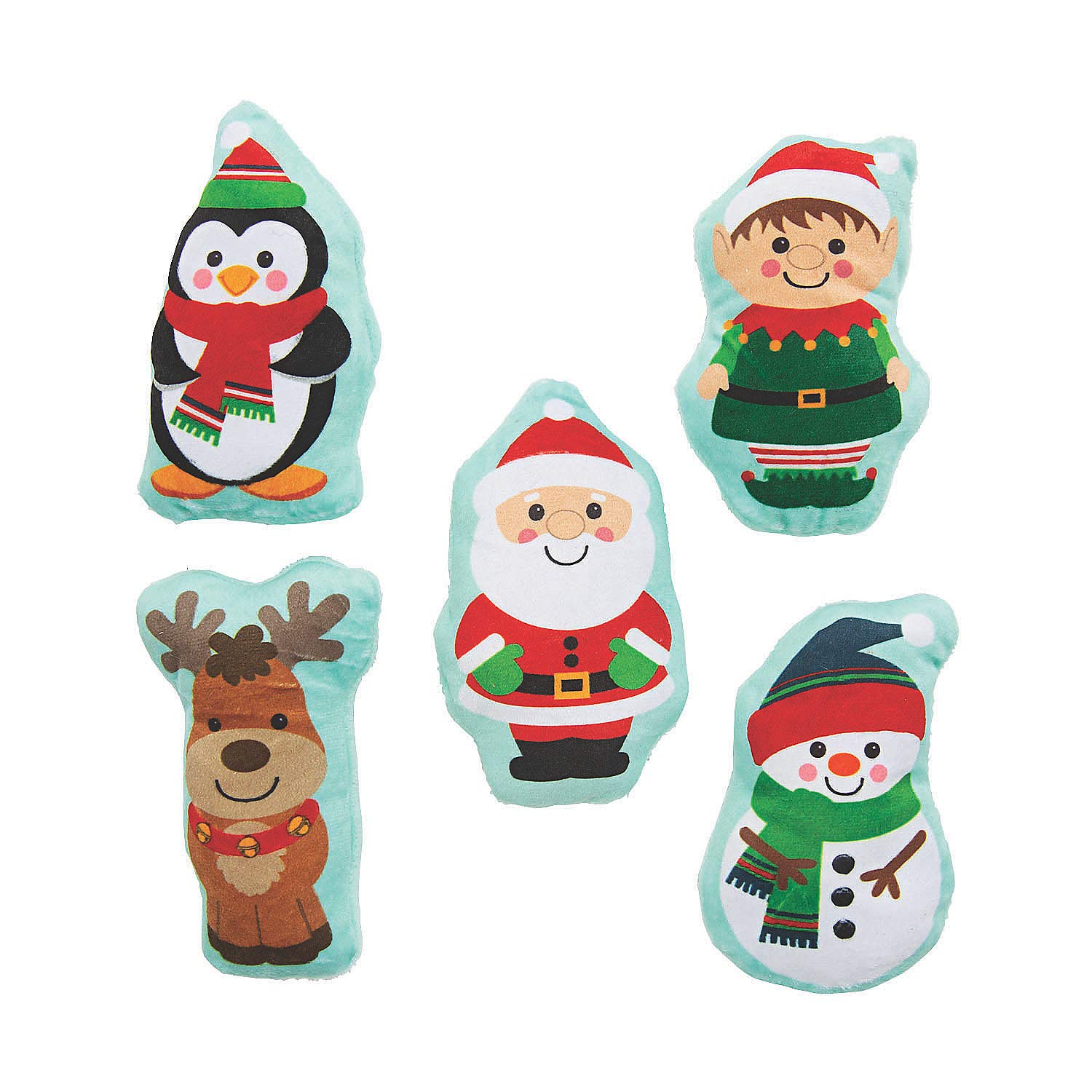 Fun Express Plush Christmas Character Assortment - 50 Piece Soft Stuffed Animal Toy Set for Holiday Decorations, Party Favors & Gift Giving