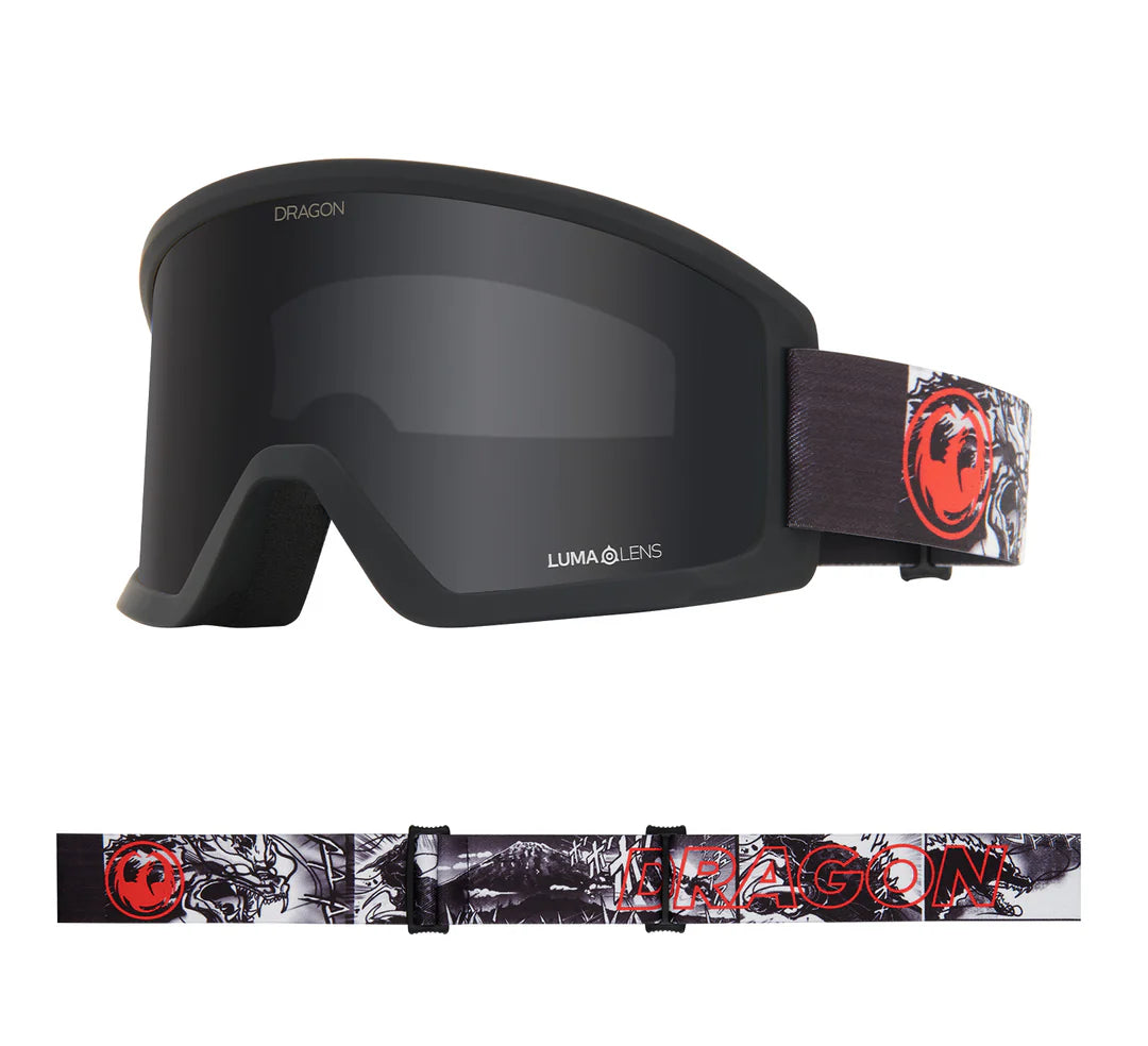 Dragon 2025 DX3 L OTG Goggles - Manga/LL Dark Smoke Lens - Perfect for Motorcycle Riding, Snowboarding & Outdoor Sports