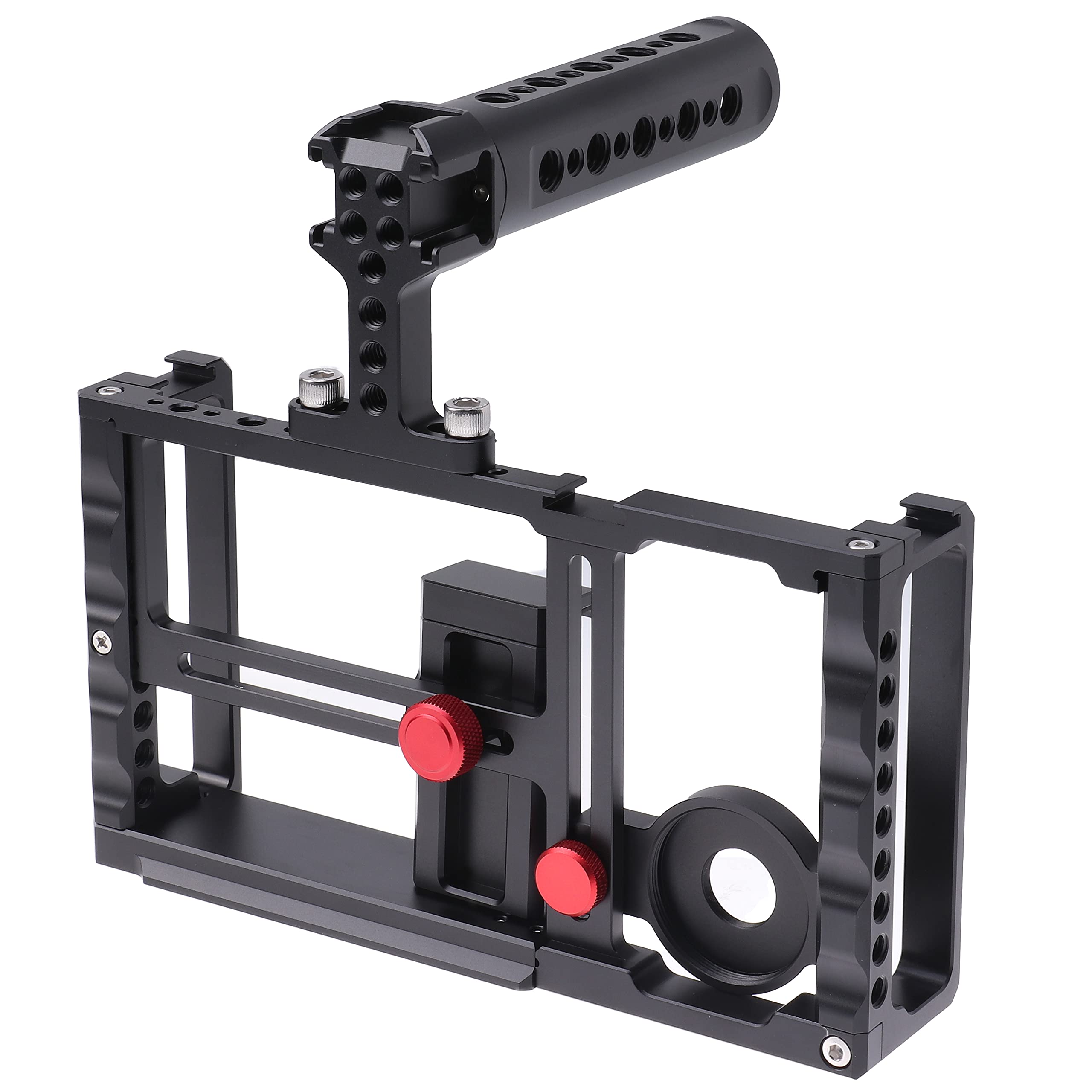 Foto4easy Smartphone Video Rig - Aluminum Top Handle Phone Stabilizer with Cold Shoe Mount for iPhone 13/12 Pro Max - Black | Perfect for Vlogging, Live Streaming & Mobile Filmmaking