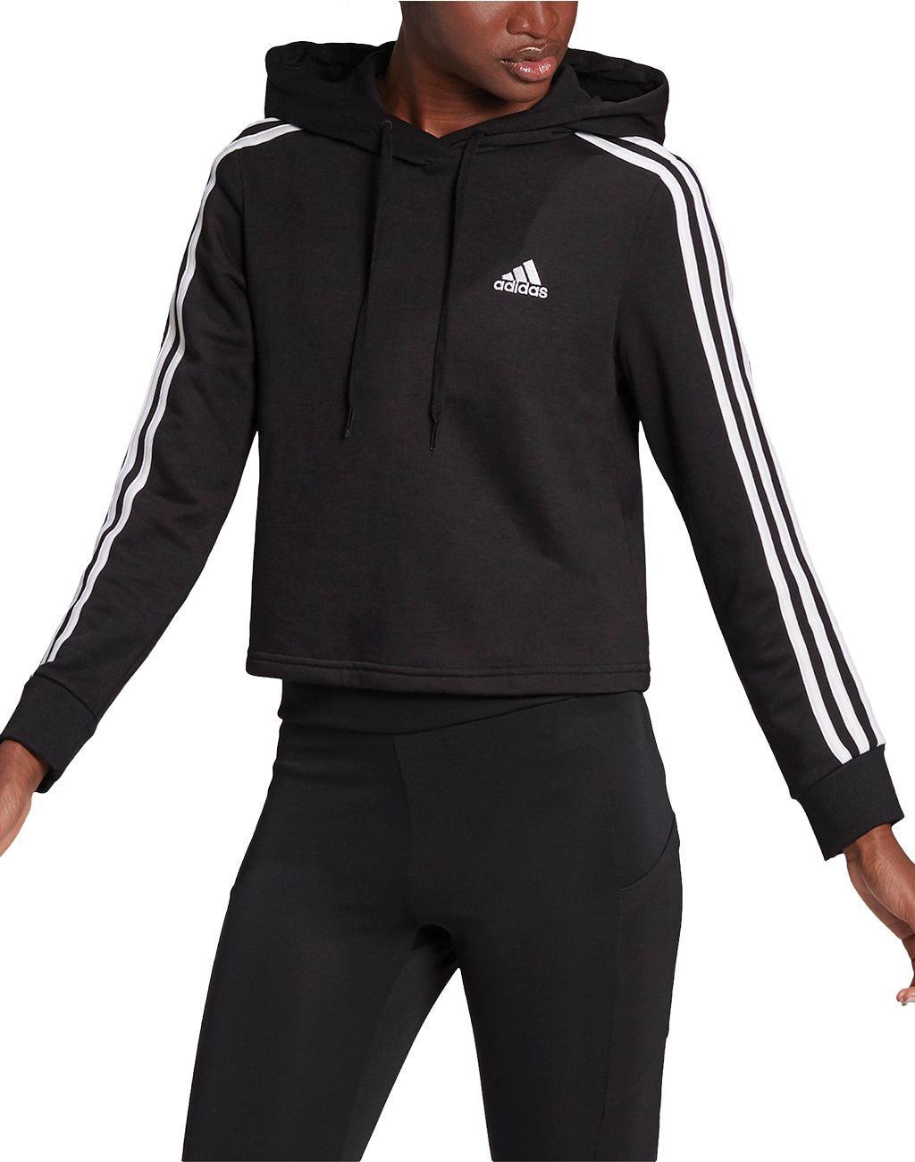 Adidas Women's 3-Stripe Cropped Pullover Hoodie | Athletic Casual Wear for Gym, Running & Street Style
