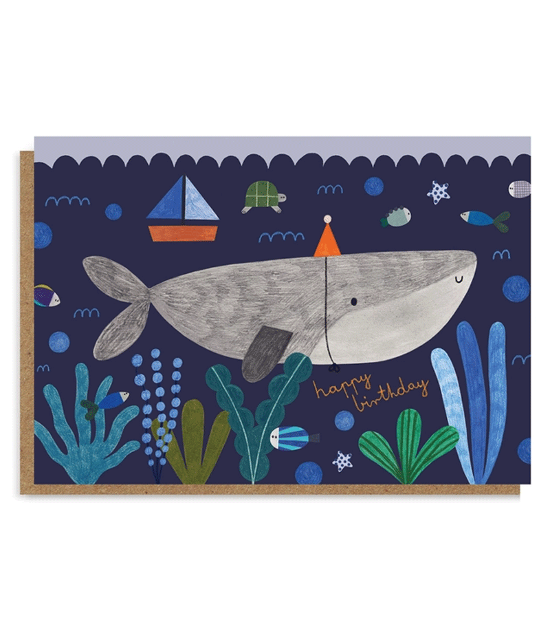Underwater Birthday Card - Unique Handmade Greeting Card by Daria Solak Illustrations | Perfect for Scuba Divers, Marine Lovers & Ocean-Themed Celebrations