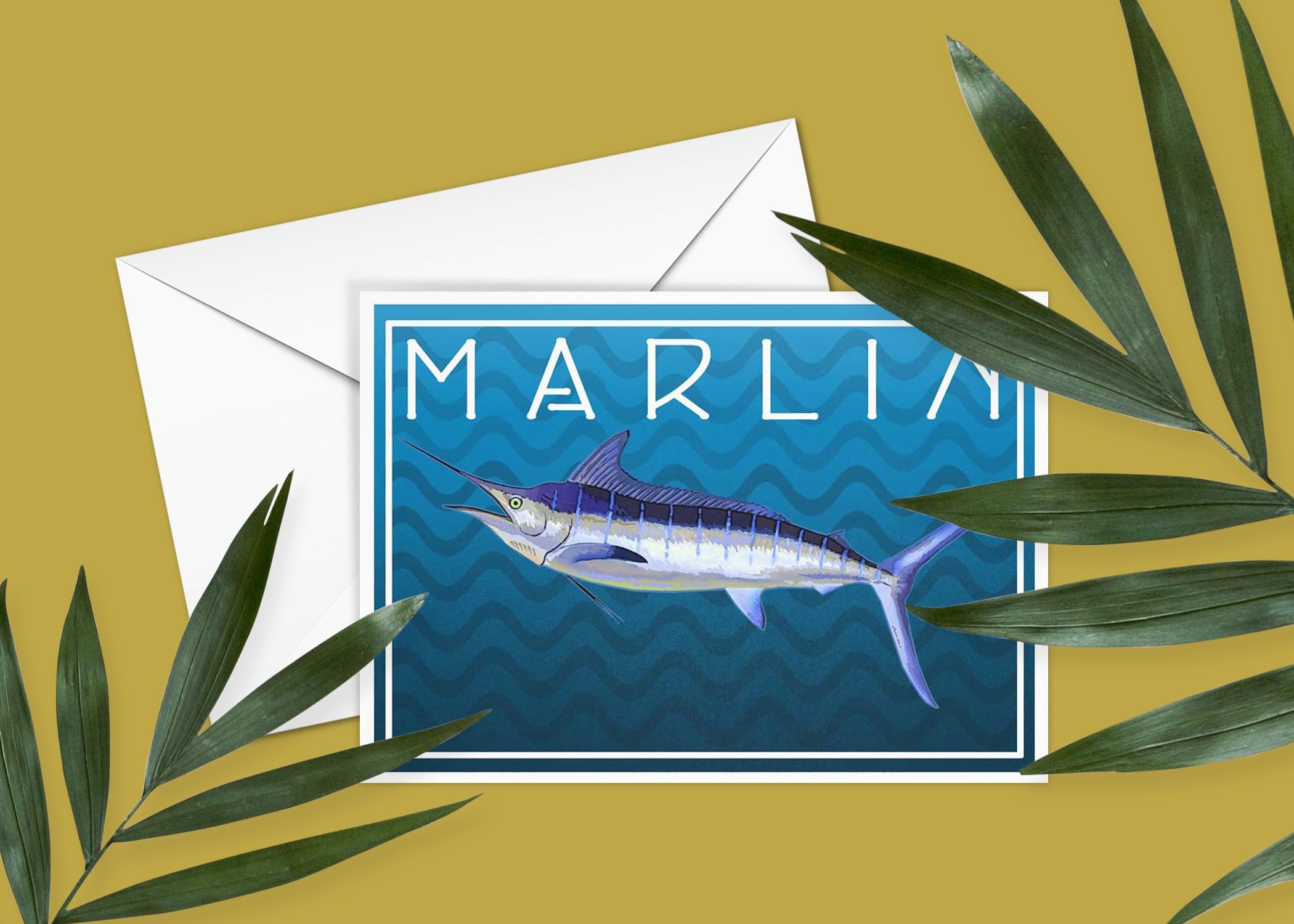 Premium Marlin Fish Theme Blank Note Cards - Set of 10 Deep Sea Fishing Greeting Cards | Perfect for Fishermen Gifts, Thank You Notes & Ocean Lover Stationery