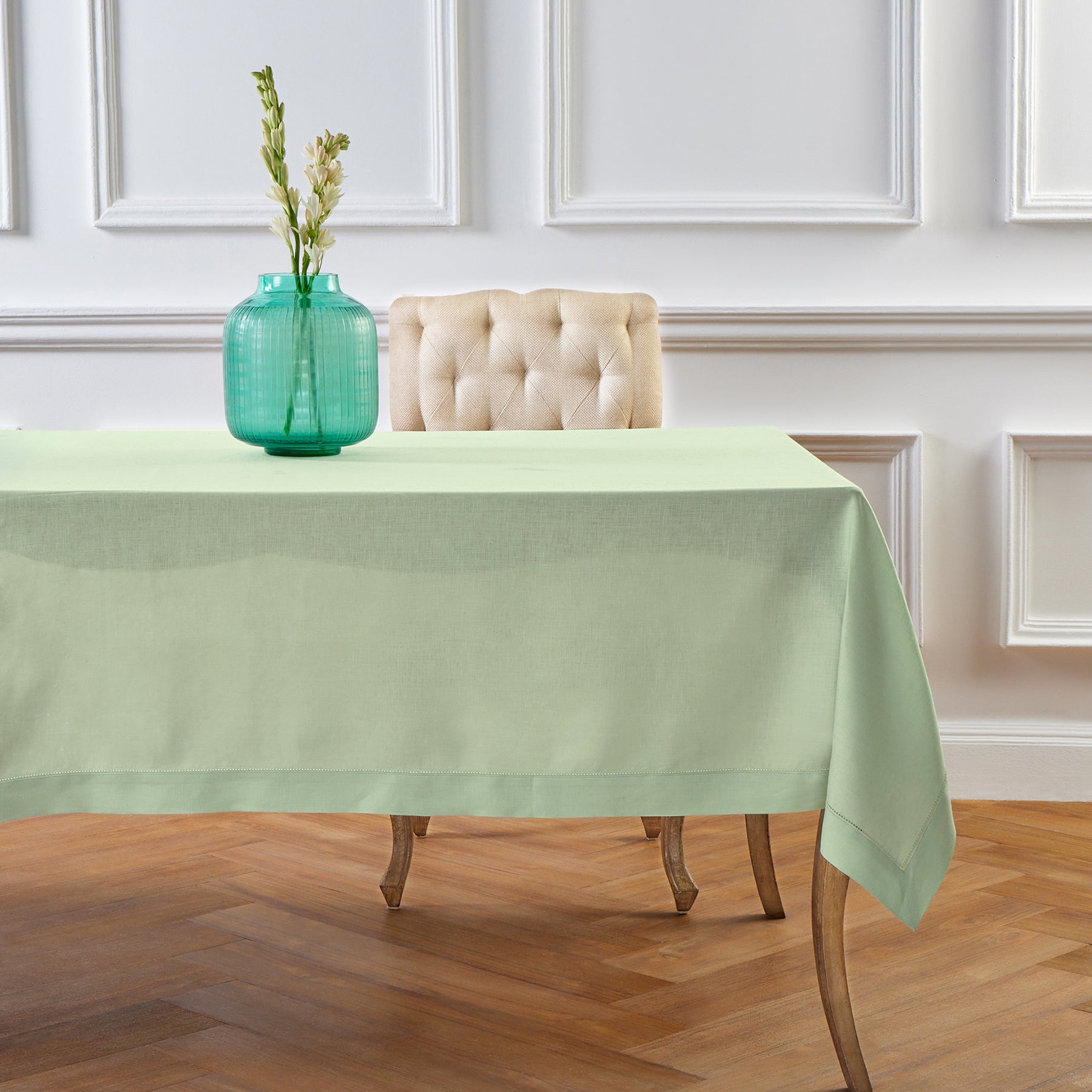 Elegant Classic Hemstitch Tablecloth - Premium Cotton Linen Table Cover for Dining Room, Wedding, Party & Special Occasions