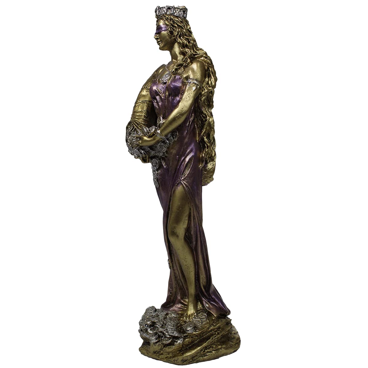Light Mary Resin Statue - Abundance Gold Horn Cornucopia Figurine for Home Decor, Gift, and Spiritual Blessings