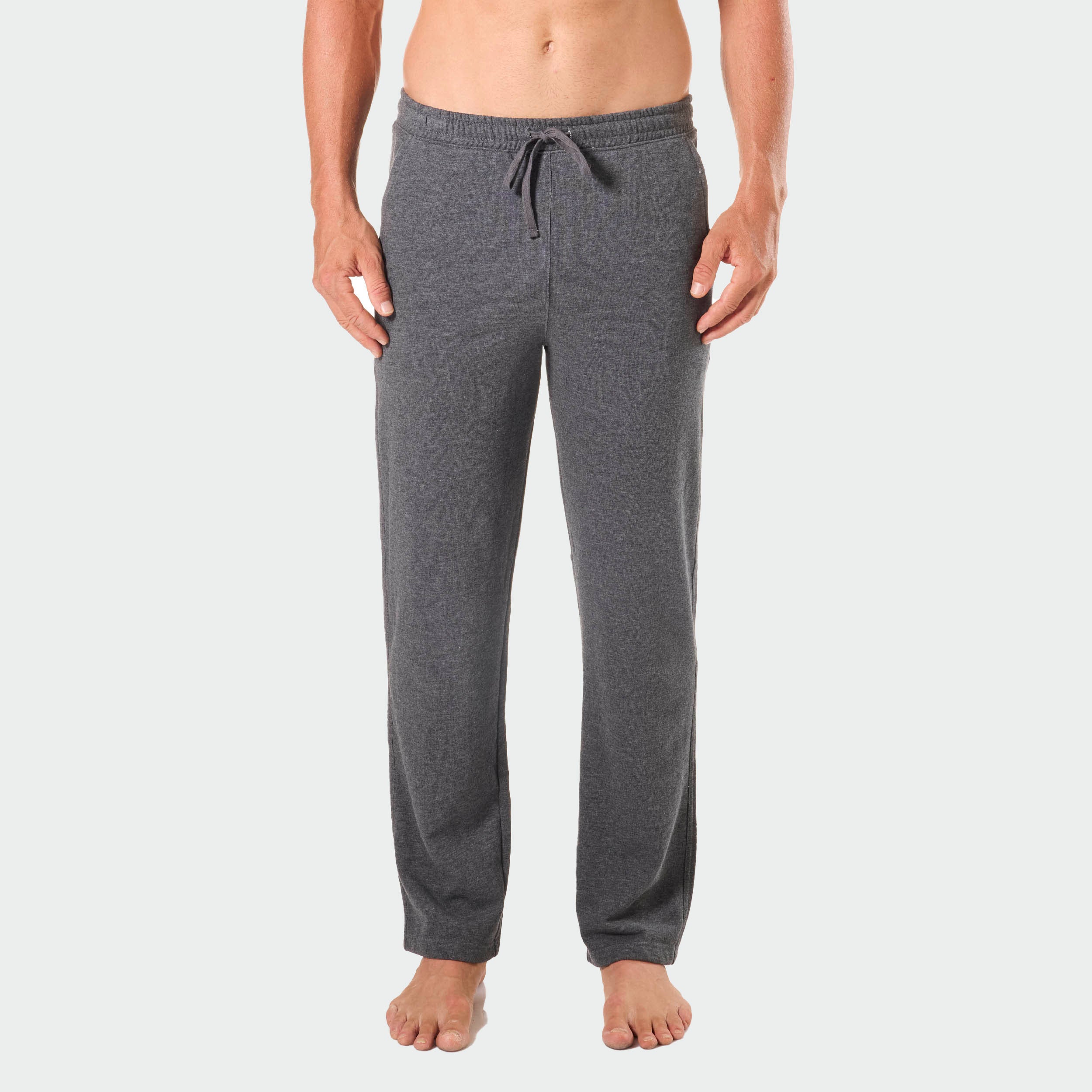 Men's Relaxed Cotton French Terry Sleep Pants - Soft Lounge Pajama Bottoms for Comfortable Sleep & Relaxation at Home (Charcoal Marle) - Perfect for Nightwear, Lounging & Travel