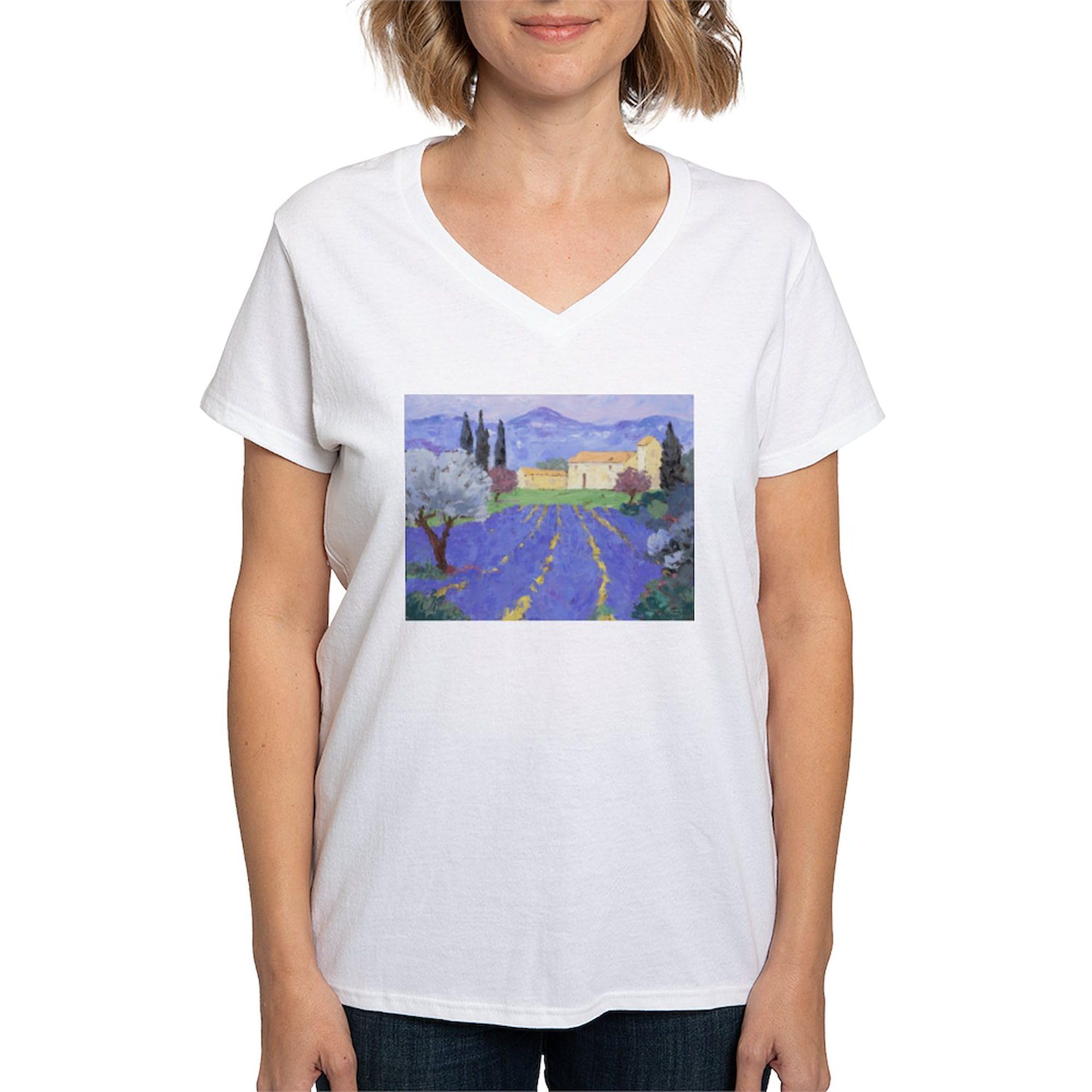Lavender Farm Women's V-Neck T-Shirt | Soft Cotton Casual Tee for Women | Perfect for Farm Visits, Gardening & Outdoor Activities