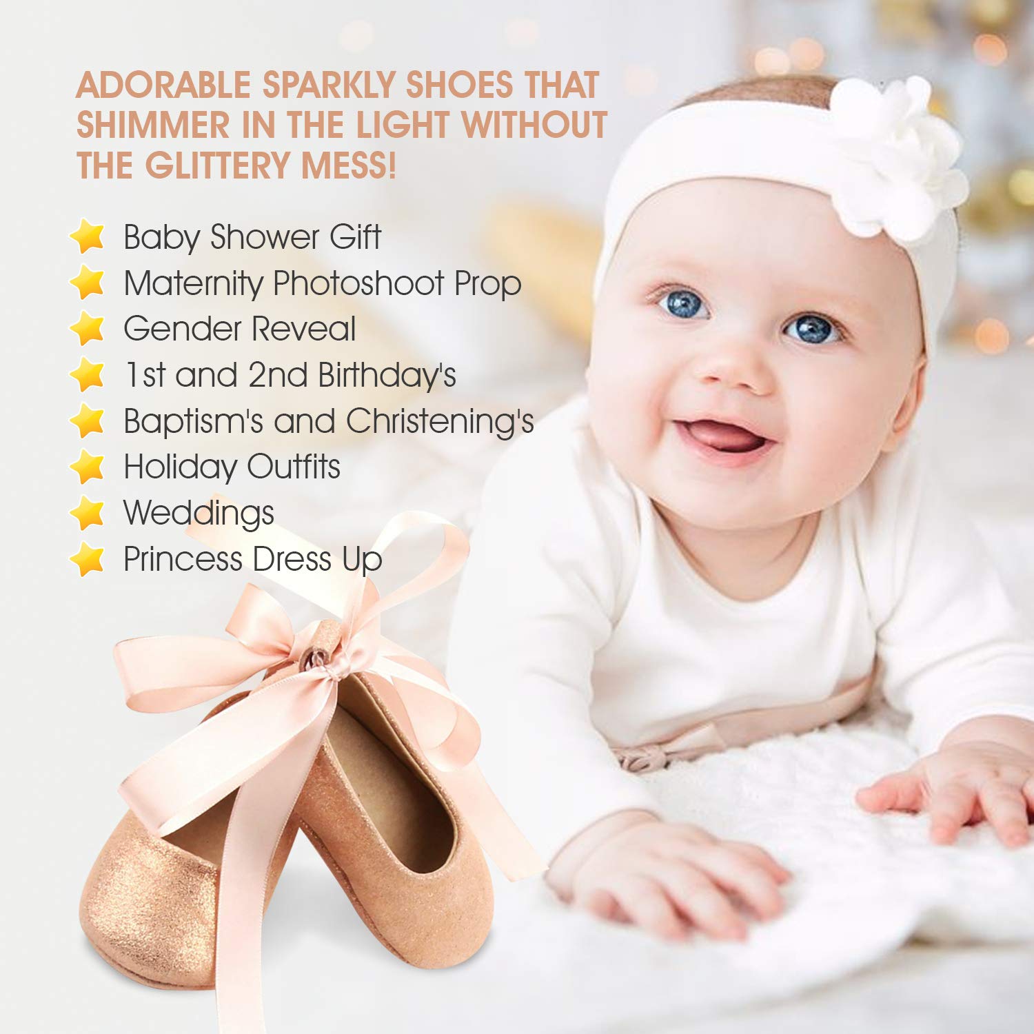 Sparkly Ballet Shoes for Toddler Girls | Glitter Dance Shoes for Baby Ballerinas - Perfect for Dance Class, Recitals & Dress-Up Play