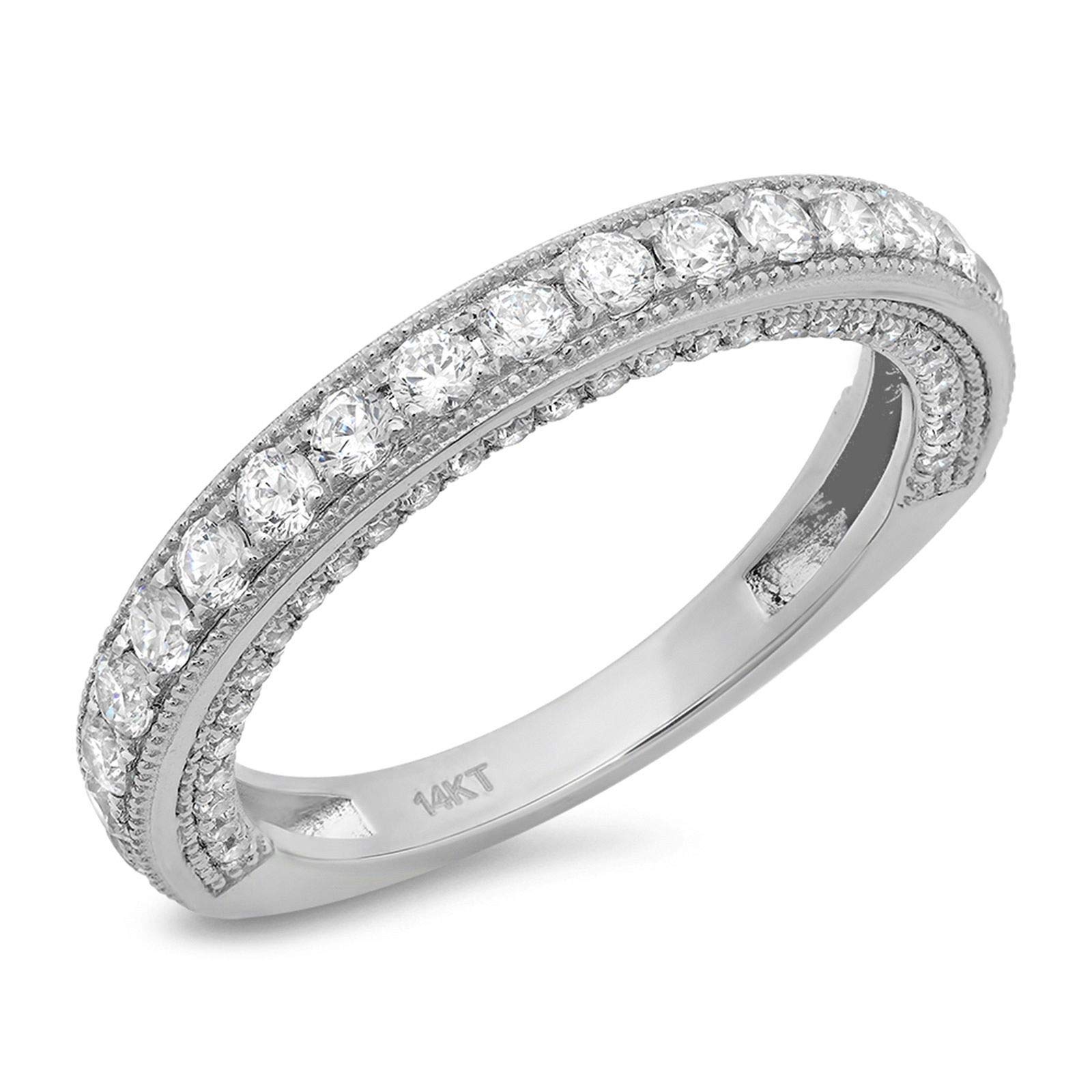 1.44 Carat Round Brilliant Cut Conflict-Free Natural Diamond Ring - SI1-SI2 Clarity, J-K Color, 14K White Gold Eternity Band - Art Deco Wedding Ring, Engagement Promise Ring for Women - Perfect for Anniversary Gifts, Bridal Jewelry & Special Occasions