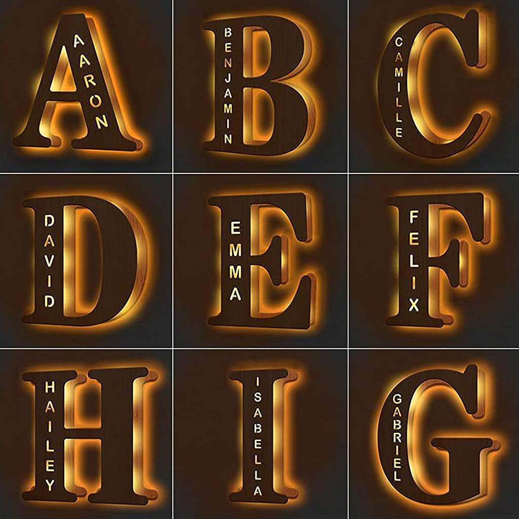 26 English Alphabet LED Letter Light - Wall Mount Battery Operated Night Lamp for Wedding, Party & Room Decor - Personalized Luminous Wall Decor for Bedroom, Nursery & Living Room