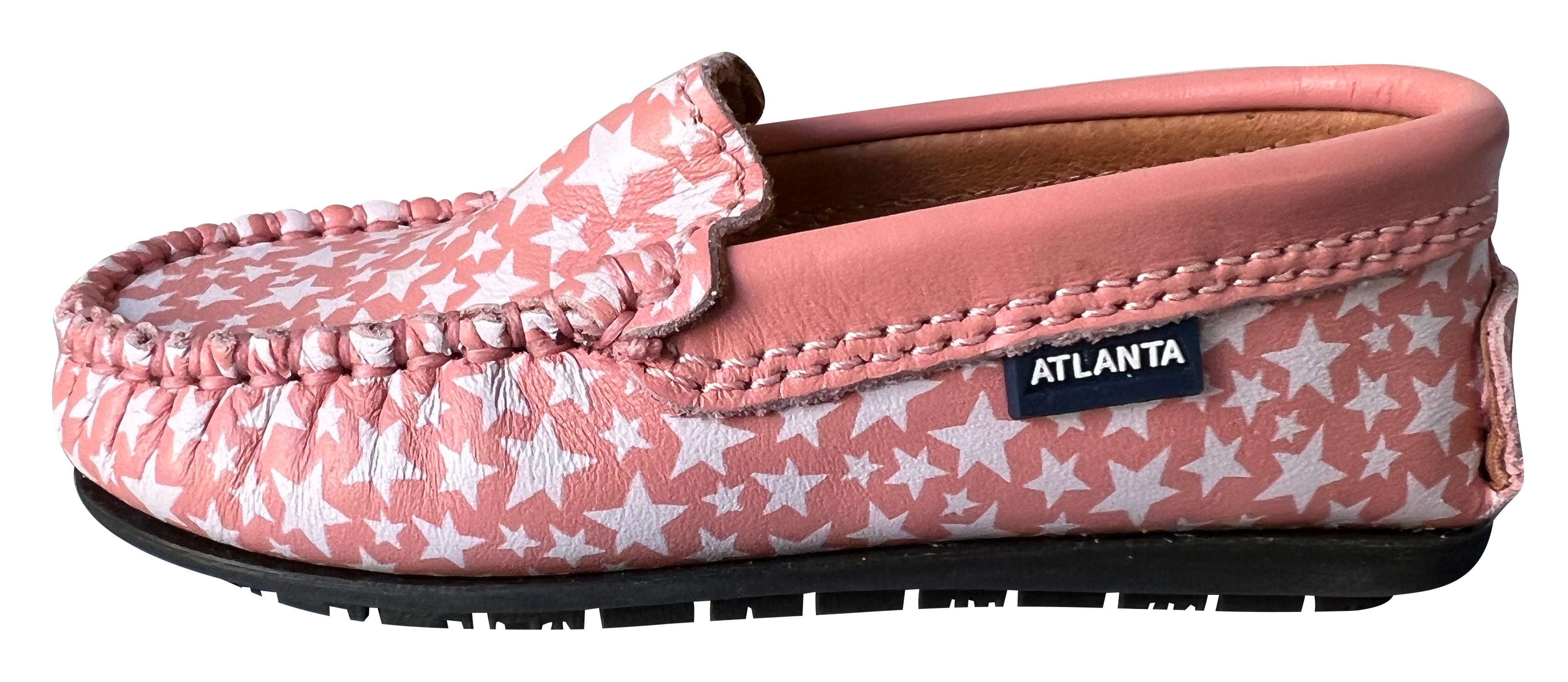 Atlanta Moccasin Slip-On Loafers for Girls and Boys - Star Print Casual Shoes in Coral | Perfect for School, Playdates & Everyday Wear