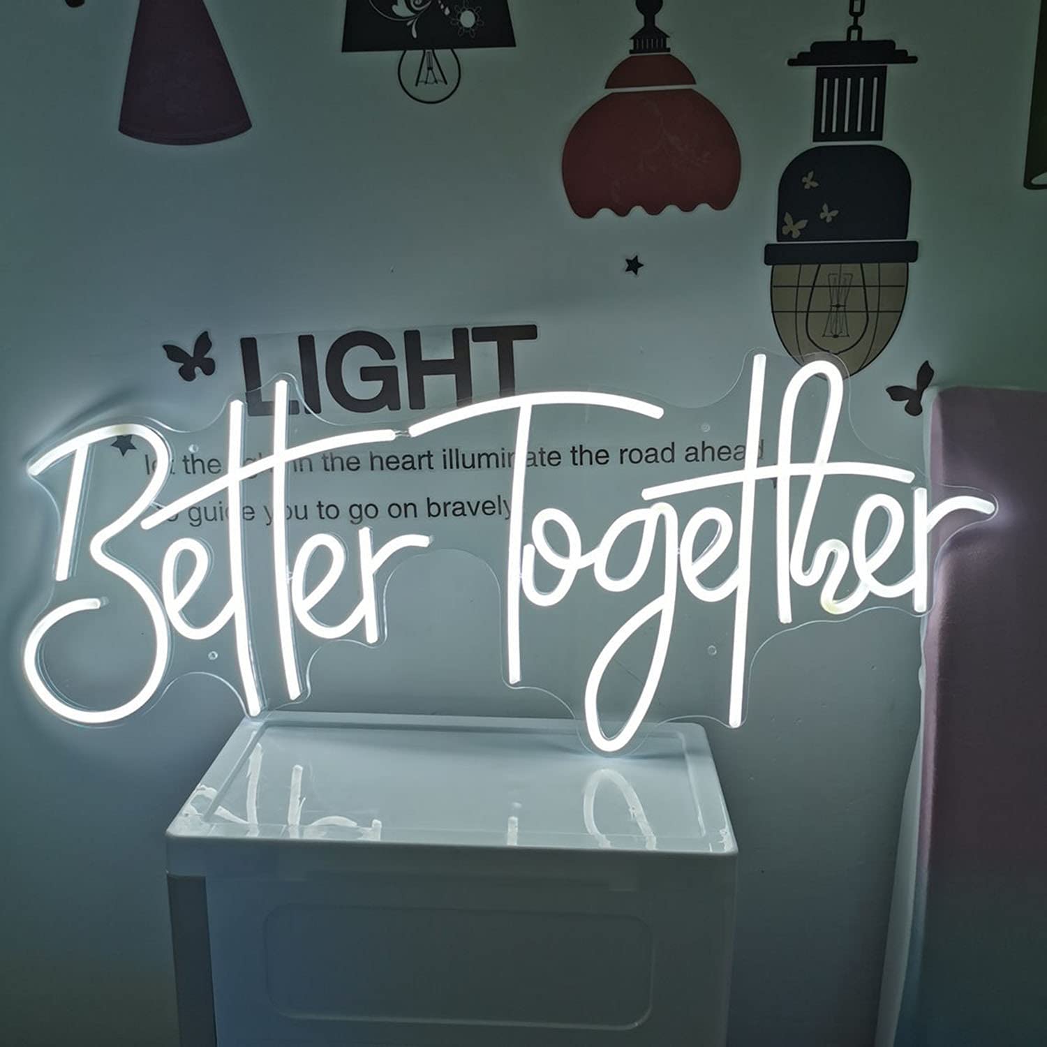 FARNEW Better Together Neon Sign - Custom LED Wall Art for Wedding, Bedroom & Party Decor - Personalized Engagement Gift for Couples - Perfect for Romantic Home Lighting & Special Events
