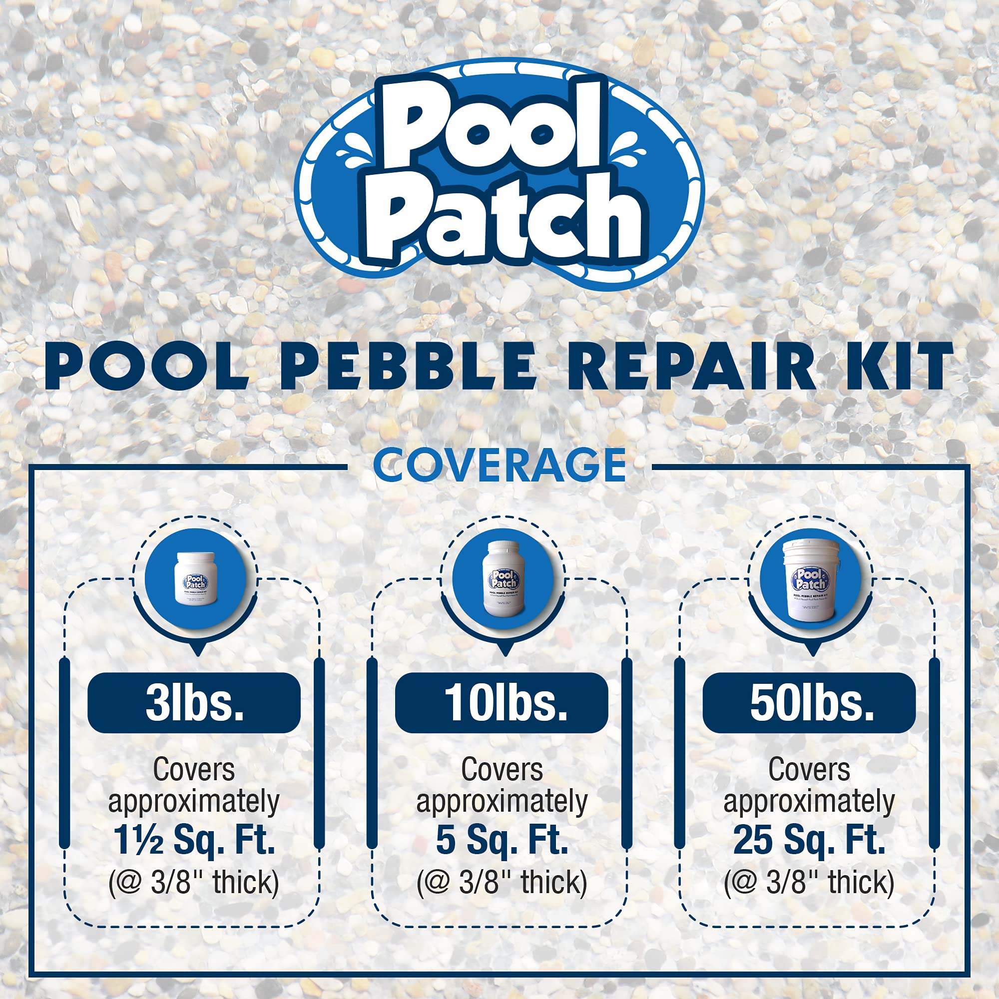 Pool Patch Pool Pebble Repair Kit - 50 lb Sand Mini Pebbles for Pool Resurfacing & Crack Repair | Perfect for Inground & Above Ground Pools, Spas, and Water Features