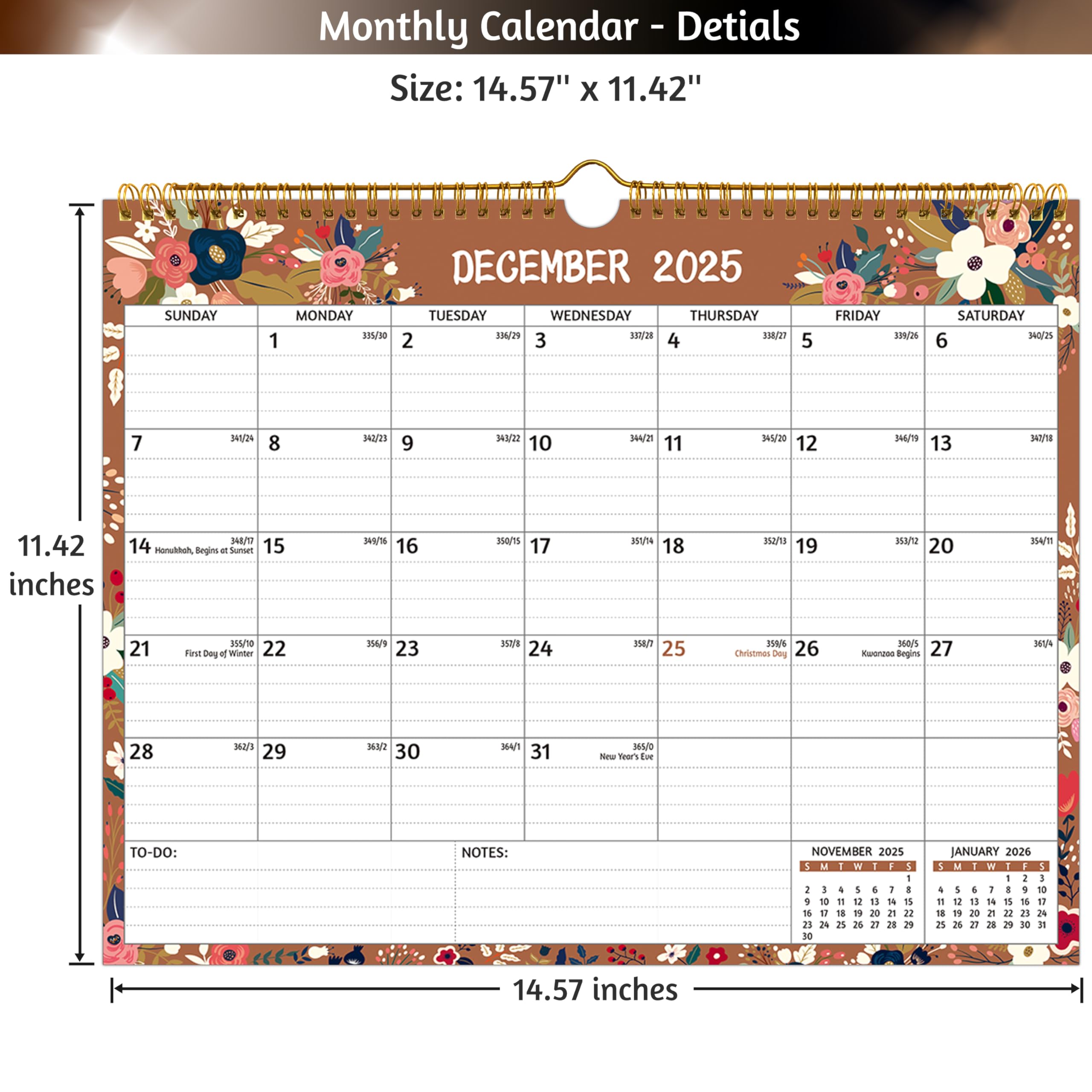 2025-2026 Wall Calendar - 2 Year Monthly Planner (14.57