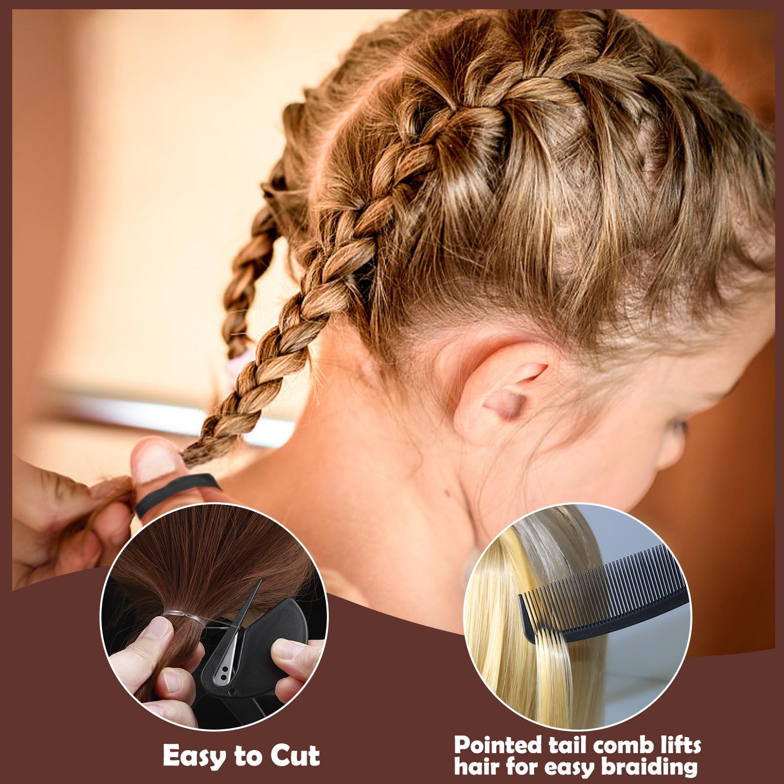 1500 Pcs Small Elastic Hair Bands - Black, Brown & Clear Mini Rubber Hair Ties for Women & Baby Girls | Includes Hair Comb & Elastic Cutter | Perfect for Ponytails, Braids & Everyday Hairstyles