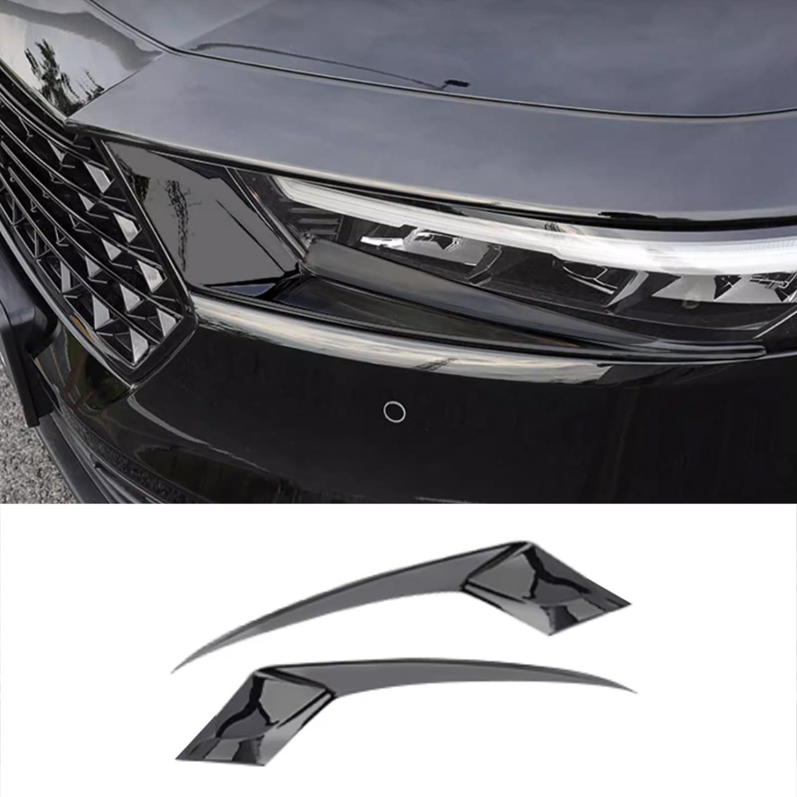 2023-2024 Honda Accord Front Headlight Eyelid Cover - Glossy Black ABS Protective Trim (2-Piece Set) | Car Accessories for Style & Protection | Perfect for Customization & Night Driving