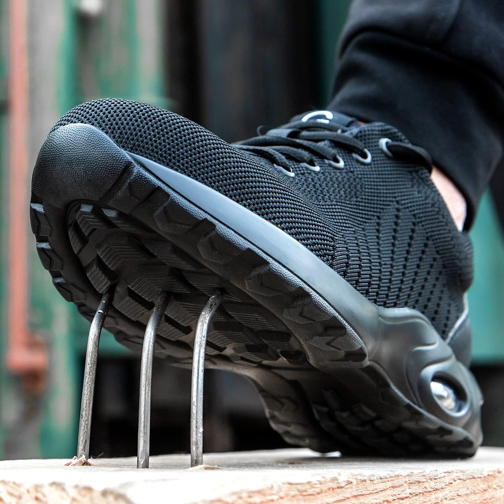 Tinefiy Steel Toe Shoes for Men & Women - Lightweight Air Cushion Safety Sneakers with Slip Resistance | Indestructible Work & Tennis Shoes for Construction, Warehouse & Outdoor Activities