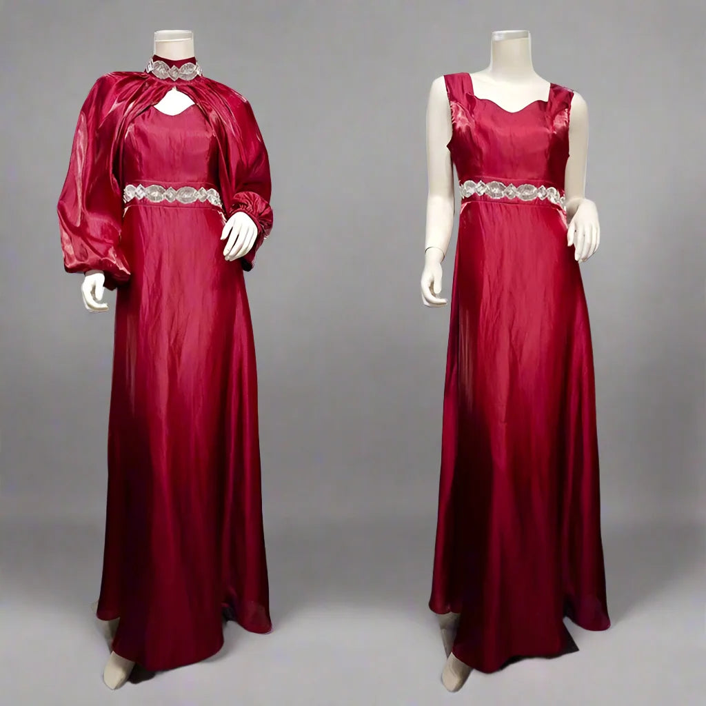 2 Pieces Hotfix Rhinestone Satin Abaya Dress with Inner Sleeveless Slip Dress - Elegant Muslim Women's Prayer Dress for Special Occasions & Evening Events