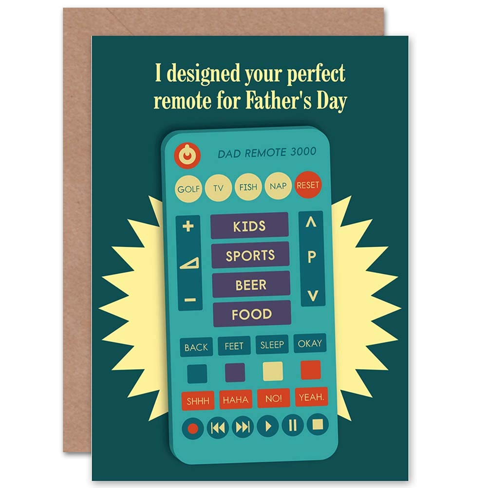 Funny Remote Control Birthday Card for Dad - Father's Day Gift Idea by Wee Blue Coo | Perfect for Office Pranks, Family Gatherings & Special Occasions