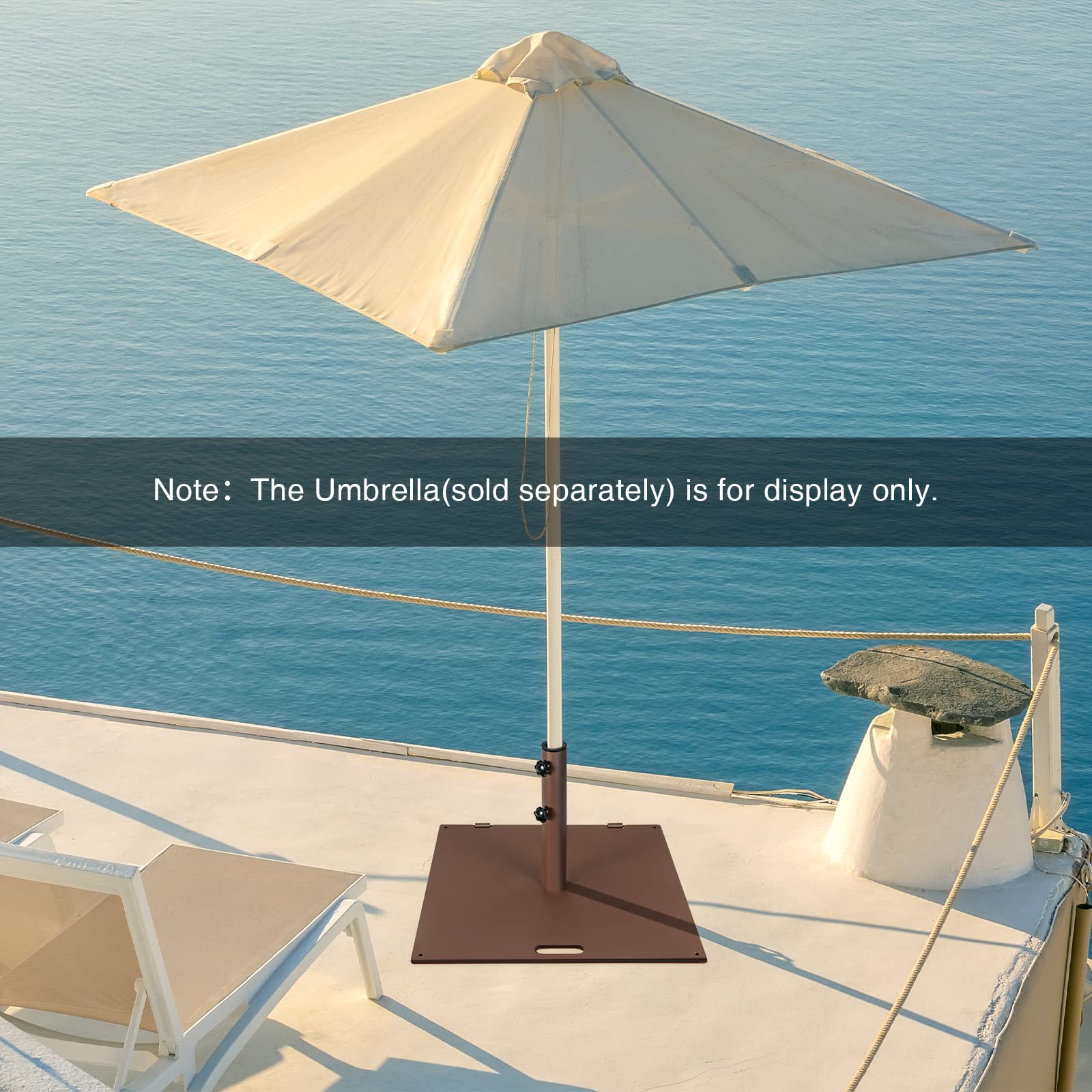 50 LBS Heavy Duty Patio Umbrella Stand with Wheels & Handle - Fits 1.6’’-1.9’’ Umbrella Poles - Outdoor Square Base for Deck, Pool, Garden, Backyard (Bronze) - Perfect for Outdoor Dining, Lounging & Entertaining