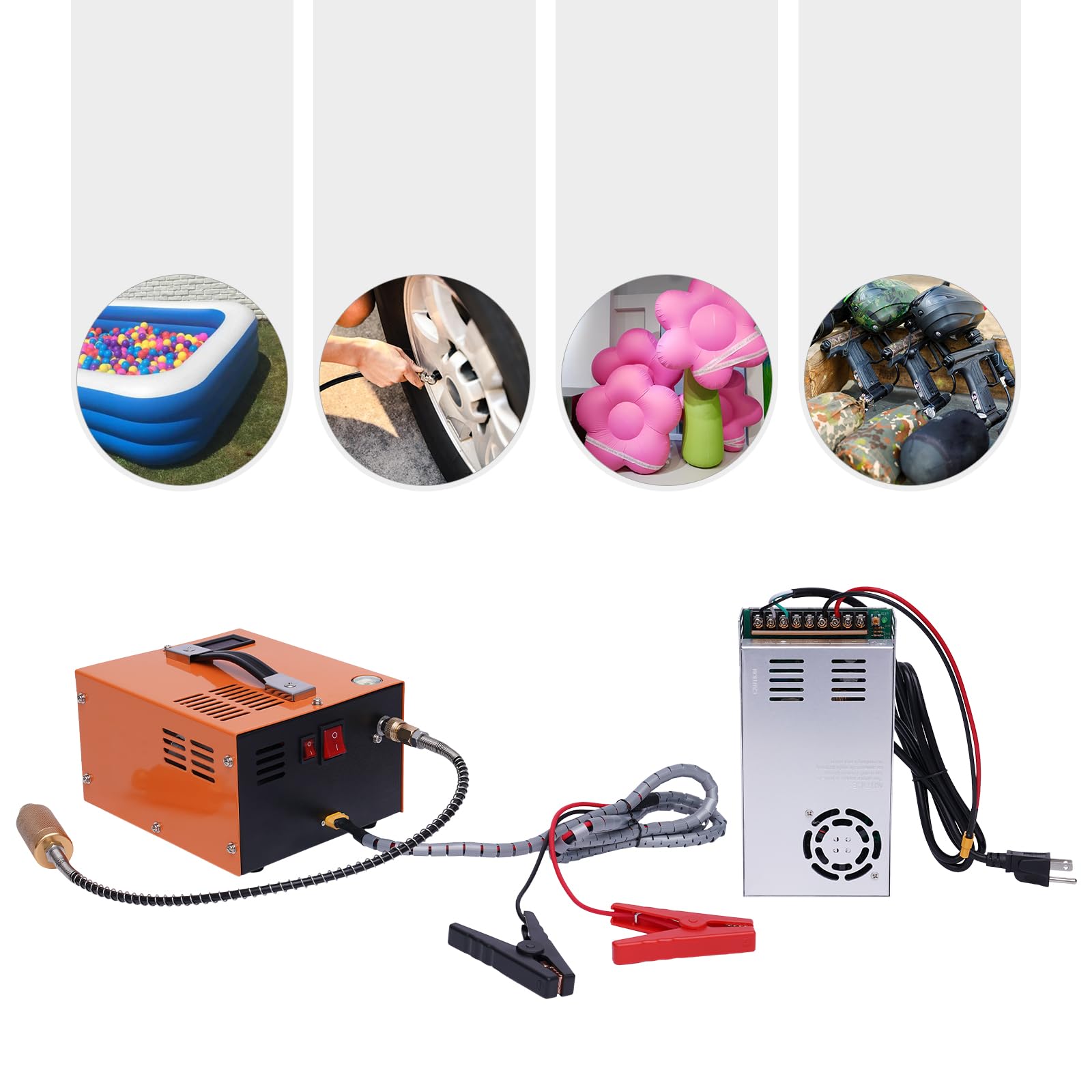 High Pressure PCP Air Compressor 30MPA 4500PSI 300Bar Portable Pump for PCP Rifles - 110V/12V 250W Electric Airgun Charger - Perfect for Hunting, Shooting Sports & Outdoor Adventures