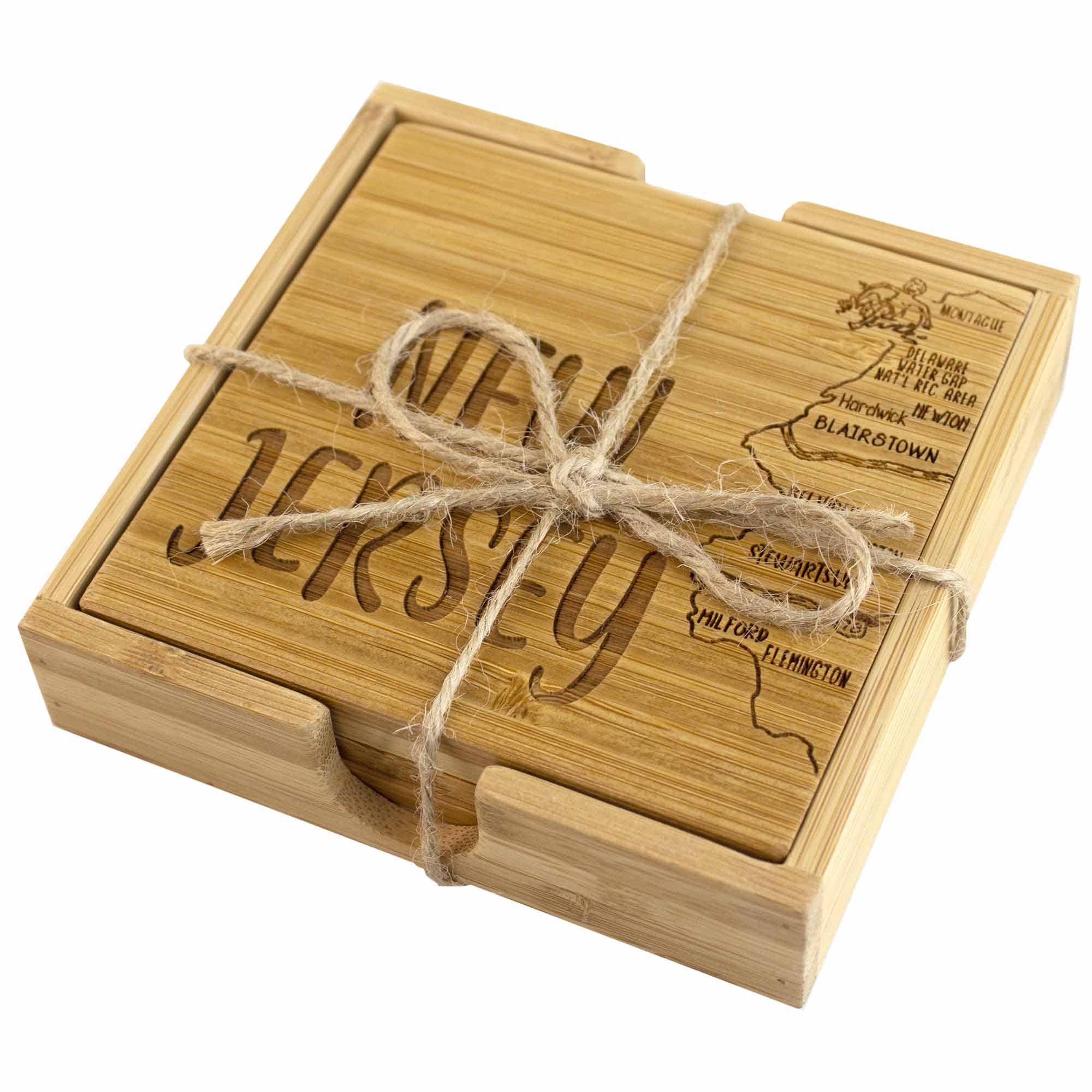 4-Piece New Jersey Puzzle Coaster Set with Storage Case - Perfect for Home, Office, and Gifts for Puzzle Lovers