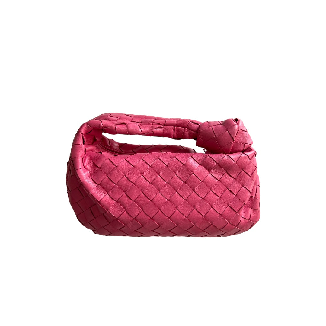 Bottega Veneta Hot Pink Intrecciato Mini Jodie Crossbody Bag - Luxury Leather Shoulder Purse for Women, Perfect for Parties, Dates & Everyday Use