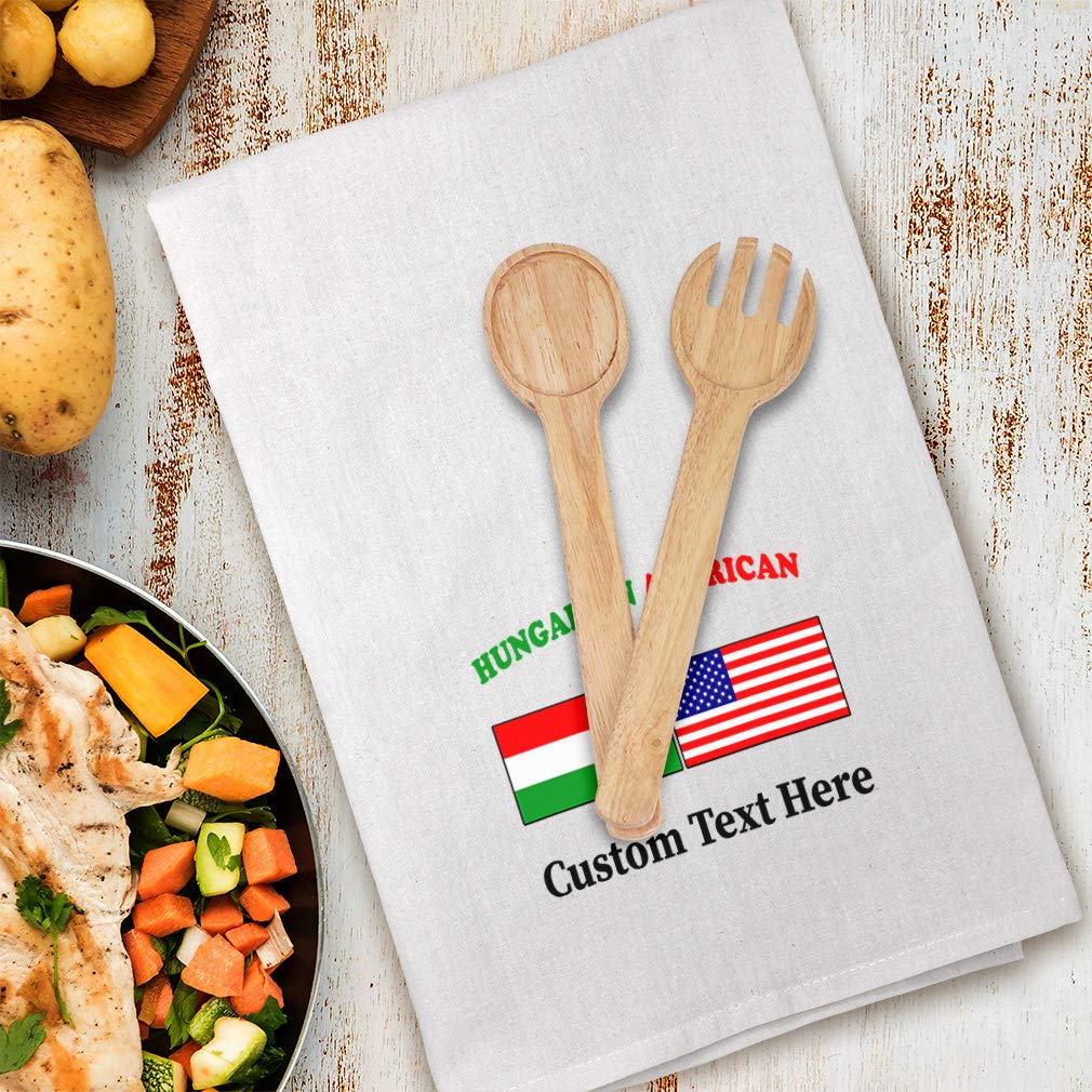 Custom Printed Hungarian & American Flag Kitchen Towels - Flour Sack Dish Towels for Decor & Cleaning | Perfect for Country-Themed Kitchens & Gifts