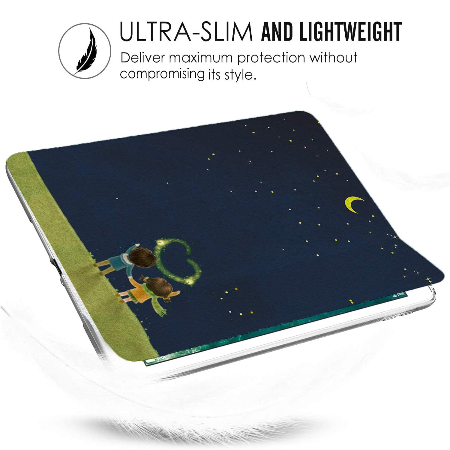 DuraSafe iPad 9.7 Inch Case for 5th/6th Generation (A1893 A1954 A1822 A1823) - Lightweight Smart Trifold Cover with Transparent Front & Back, Soft Silicone Protection - Night Sky Design - Perfect for Work, School & Travel