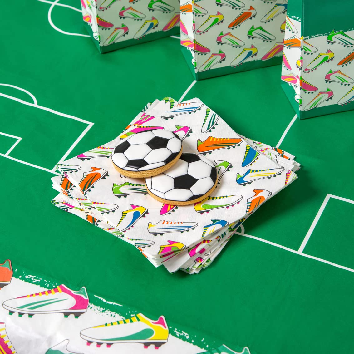Talking Tables World Cup Football Napkins - Pack of 20 Recyclable Disposable Paper Serviettes (33x33cm) for Kids Birthday Parties, Sports Events & Game Day Celebrations