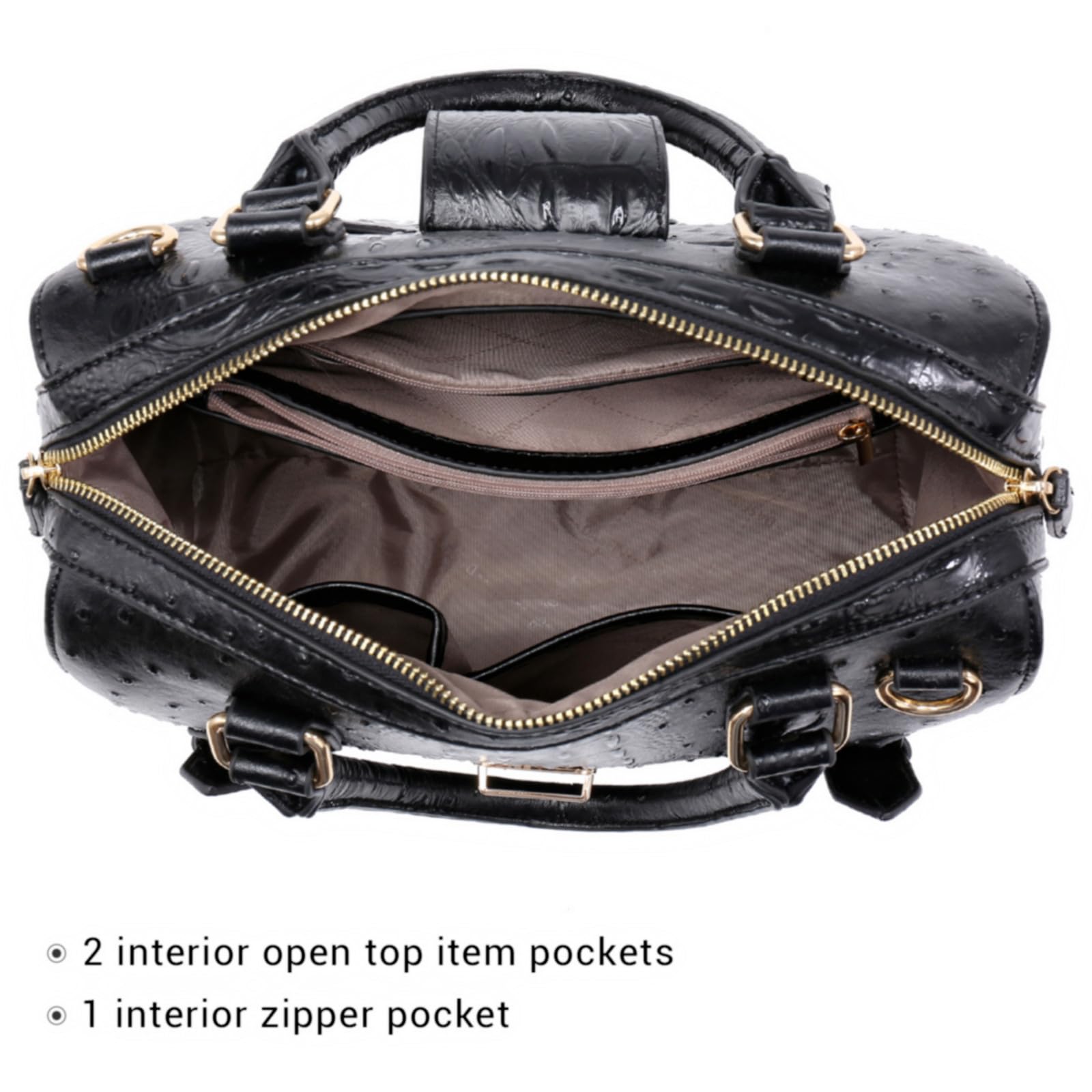Dasein Women's Vegan Leather Barrel Handbag - Fashionable Top Handle Shoulder Satchel Purse for Work, Office & Everyday Use