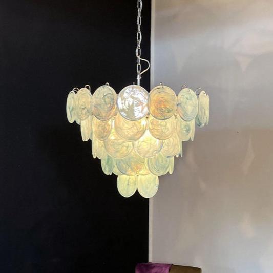 Elegant Camisa Disc Glass Chandelier - Modern Crystal Ceiling Light Fixture for Dining Room, Living Room, Bedroom & Foyer Decor