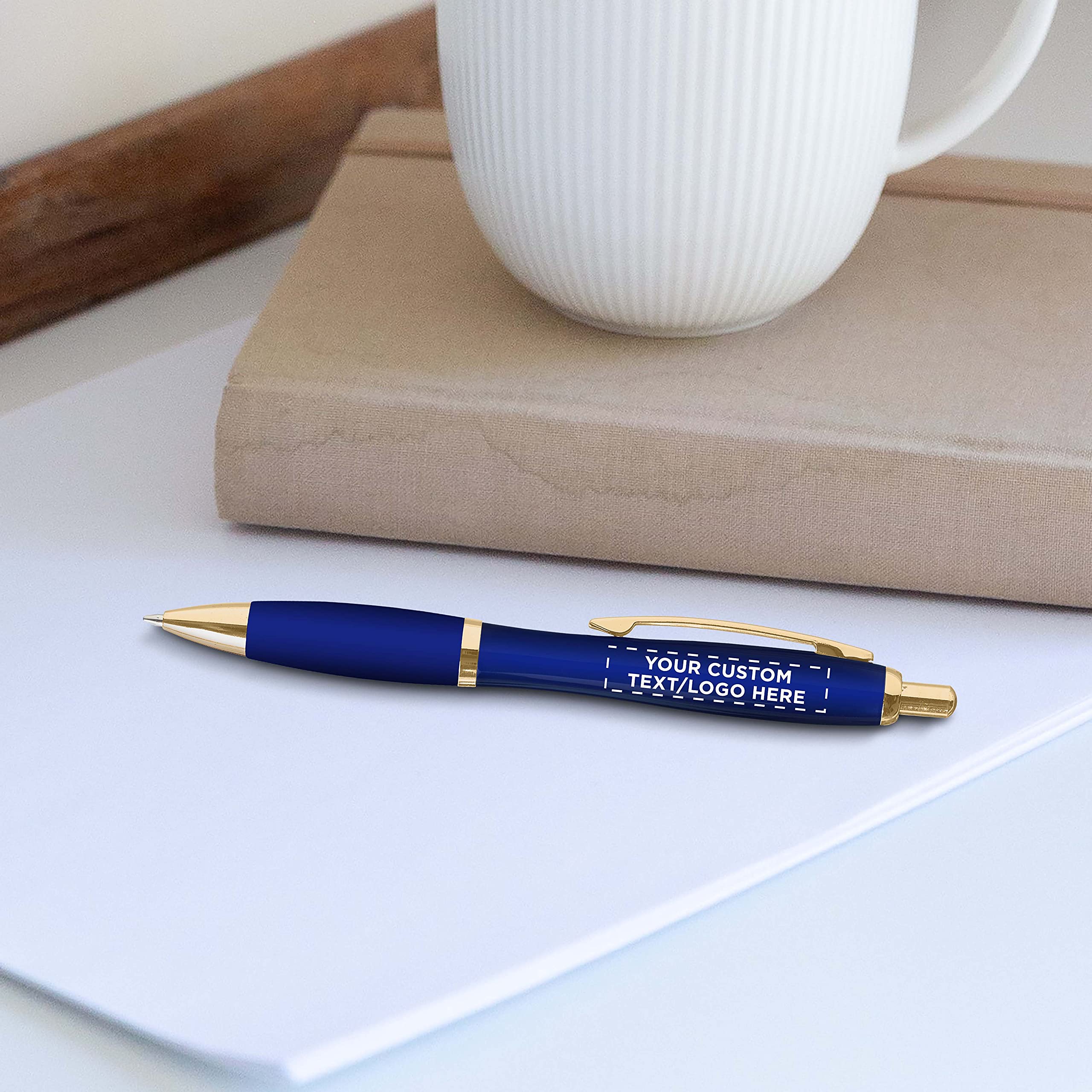 50 Pack Langley Metal Pens - Customizable Text & Logo - Executive Comfort Grip - Smooth Black Ink - Premium Office & Business Gift Set - Ideal for Corporate Events, Promotions & Everyday Writing
