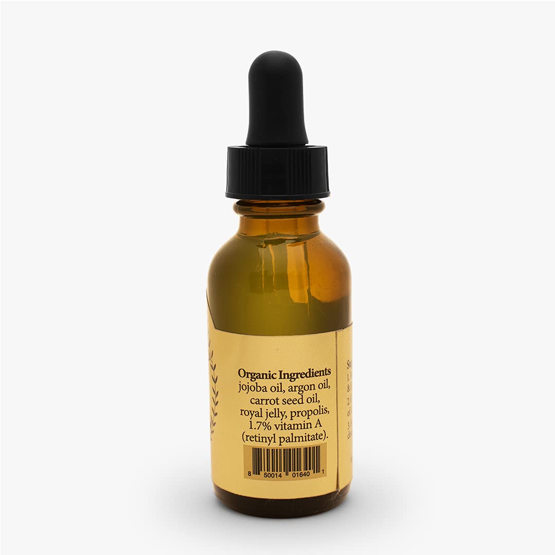 Vitamin A Facial Serum with Royal Jelly & Natural Oils - 1 fl oz | Anti-Aging, Hydrating & Brightening Skincare | Made with Jojoba, Argan & Carrot Seed Oils | California Family-Owned, All-Natural Formula | Perfect for Night Routine & Dry Skin Care