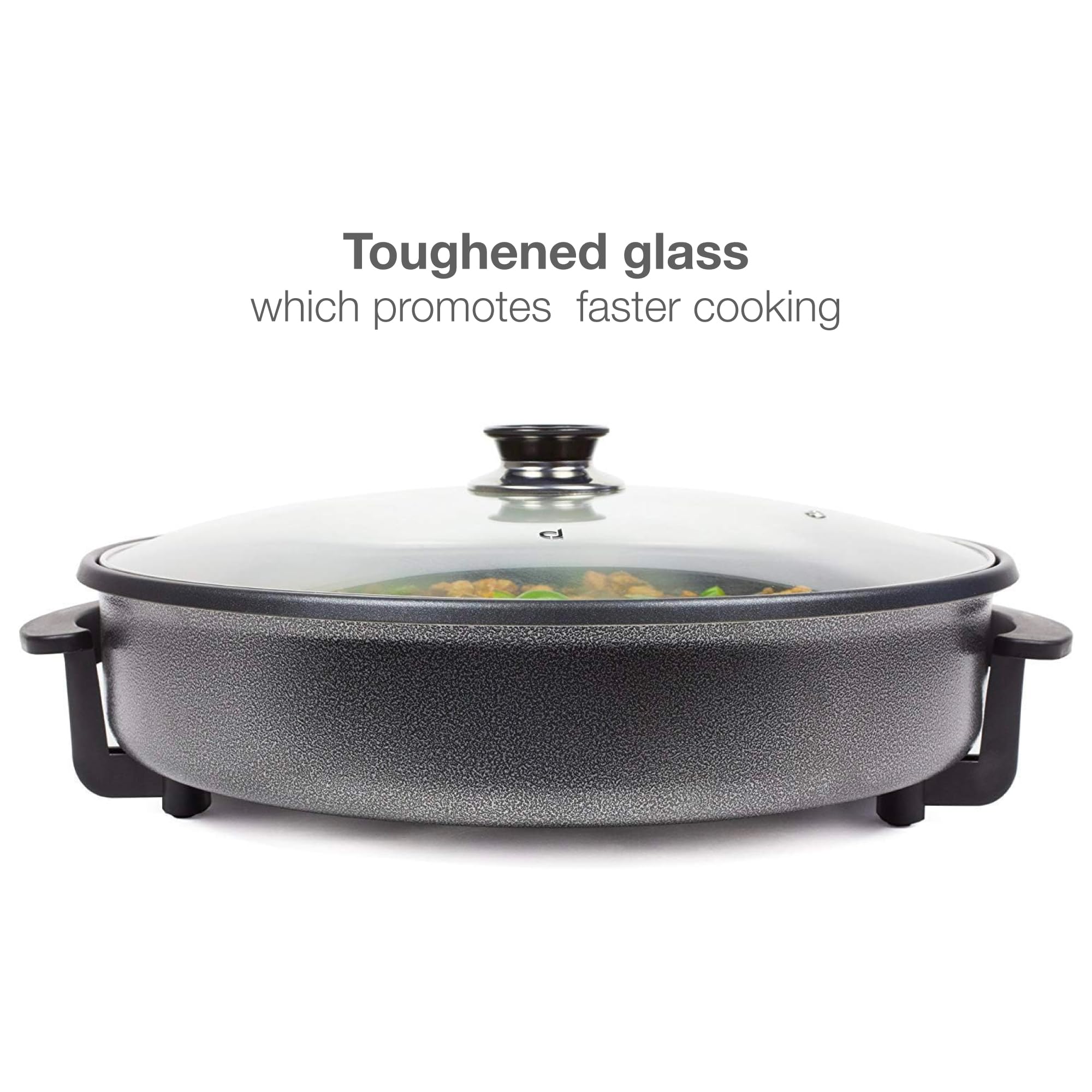 Andrew James 42cm Electric Multi Cooker - 1500W Non-Stick Frying Pan with Lid, Large Skillet for Camping, Paella, Breakfast | Adjustable Temperature Control & Energy Efficient | Perfect for Outdoor Cooking, RV Trips & Home Kitchen Use