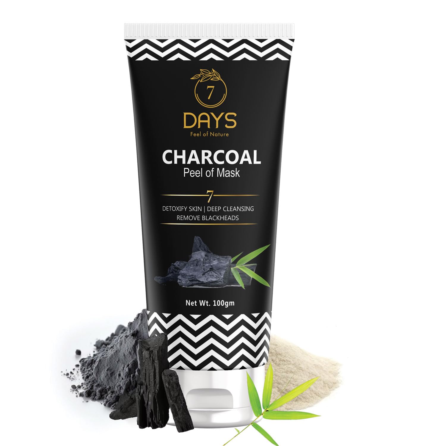 7 Days Charcoal Peel Off Mask for Women & Men - Deep Cleansing Blackhead & Whitehead Remover for Oily Skin & Dull Face (100g) | Detoxifying Facial Treatment for Acne Prone Skin | Perfect for Spa Night & Self Care Routine