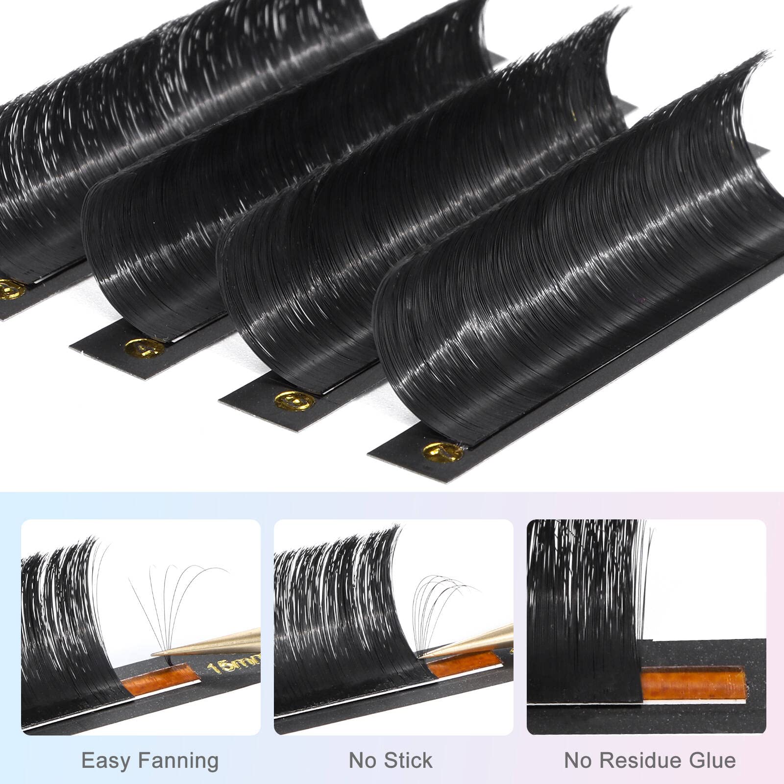 Premium DF Eyelash Extensions - Easy Fan Volume Lashes 0.05mm C Curl 15-20mm for Rapid Blooming & Self-Fanning | Professional Dream Flower Lash Extensions for Salon, Bridal & Special Occasion Makeup