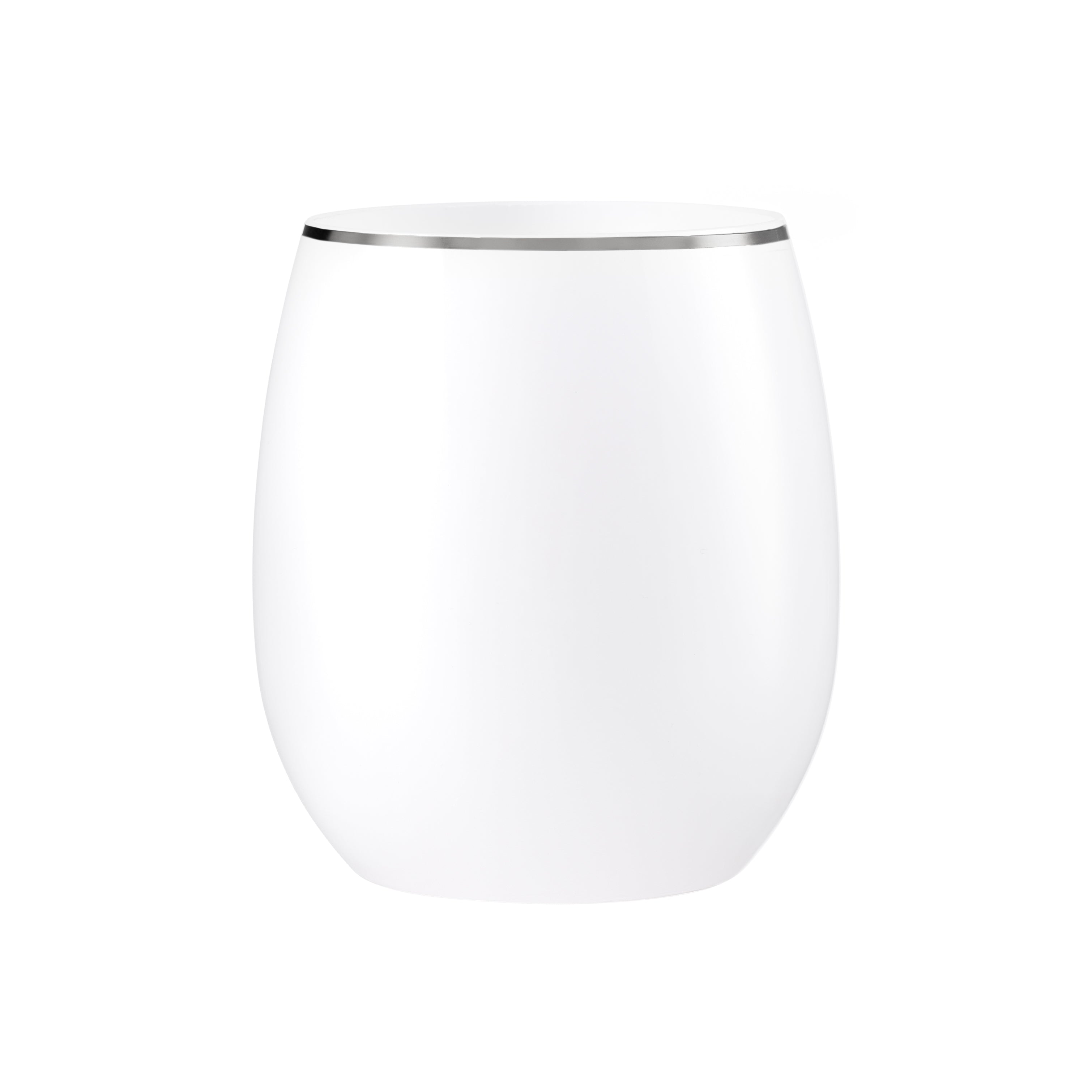 12 oz. Stemless Wine Glasses with Silver Rim - Set of 6 Shatterproof Crystal Clear Cups for Wedding, Party, Bar & Home Entertaining