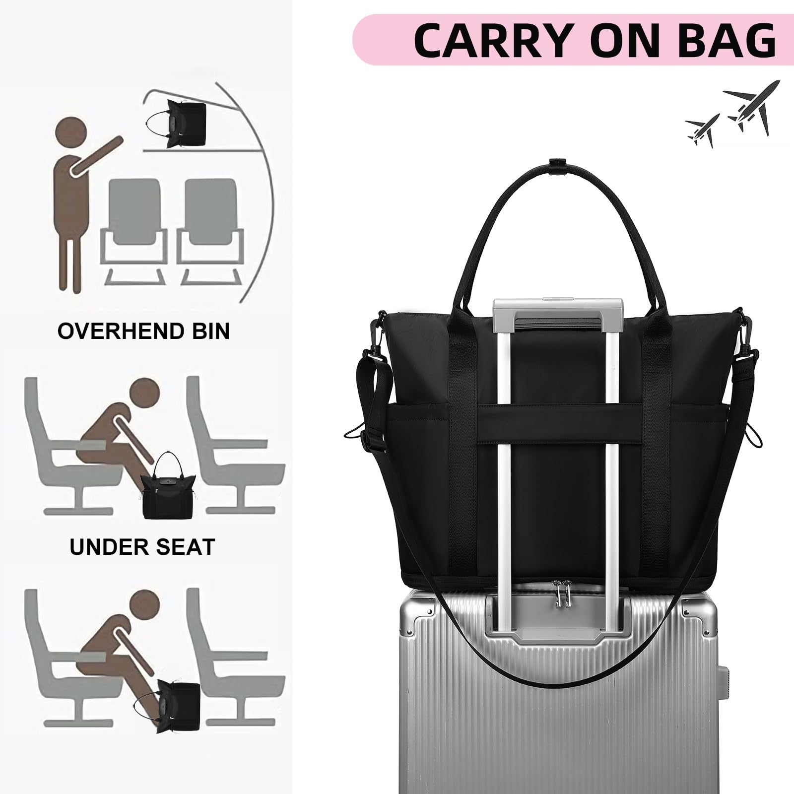 CAMTOP Women's Canvas Travel Bag - Durable Weekend Overnight Carry On Luggage for Ladies - Perfect for Business Trips, Gym, Beach & Short Getaways