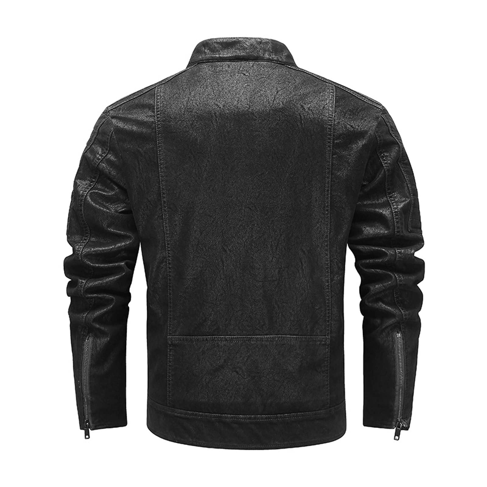 Men's Vintage Biker Jacket - PU Faux Leather Motorcycle Jacket with Stand Collar & Zip-Up | Casual Riding & Outdoor Fashion