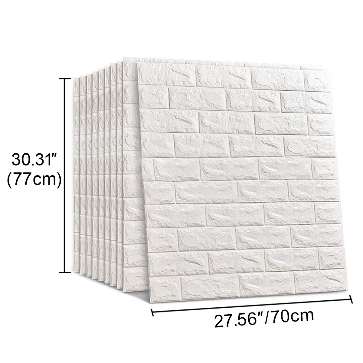 Queenbox - 2 Pack 27.6 x 30 Inch Self-Adhesive Brick Foam Wall Panels, Peel and Stick Wallpaper for Home Decor, Bedroom, Kitchen Wall Covering, Light Blue - Easy DIY Backsplash & Accent Wall Upgrade
