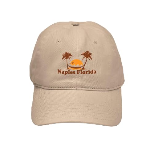 Khaki - Naples Fl Palm Trees Design. Cap