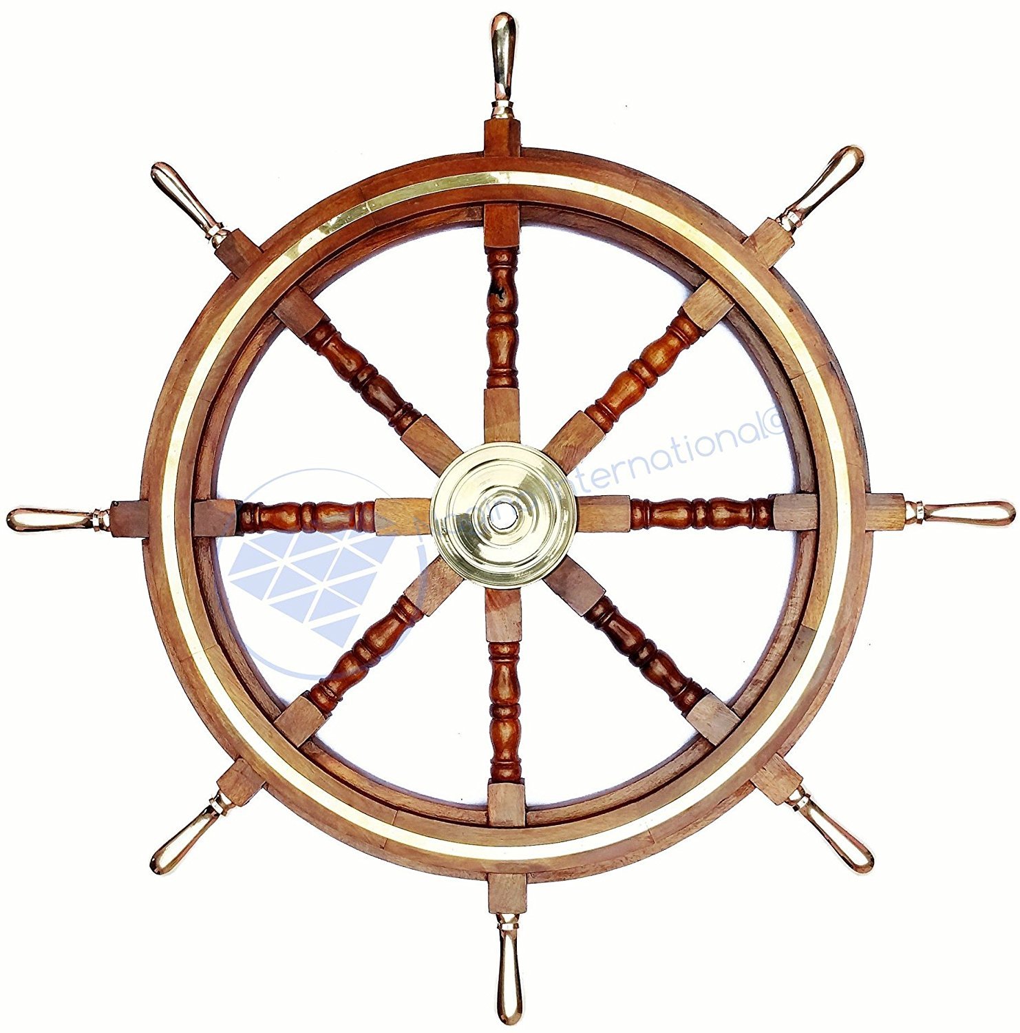 Premium Wooden Nautical Captain's Ship Decor with Brass Ring - 48 Inch Classic Vintage Maritime Wall Art | Perfect for Home, Office, or Boat Cabin Decoration