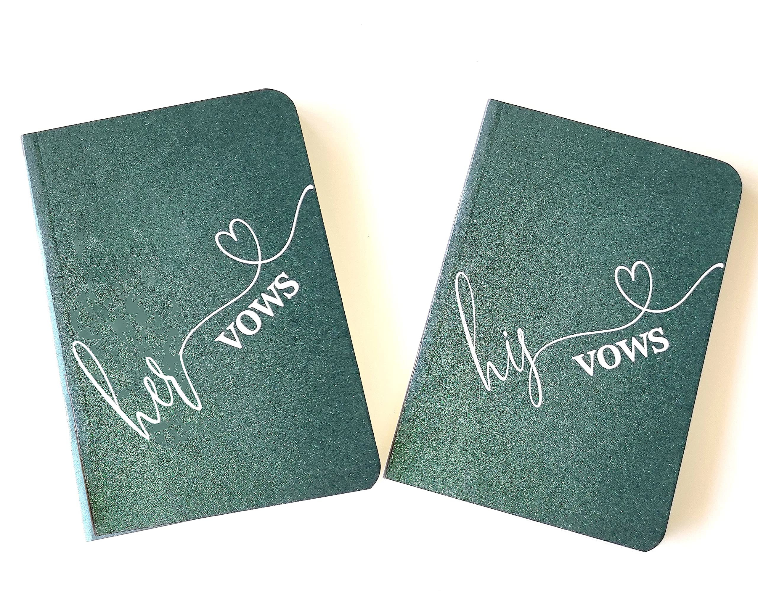 Wedding Vow Books Set - White Ink for Bride & Groom - Keepsake Gift for Ceremonies