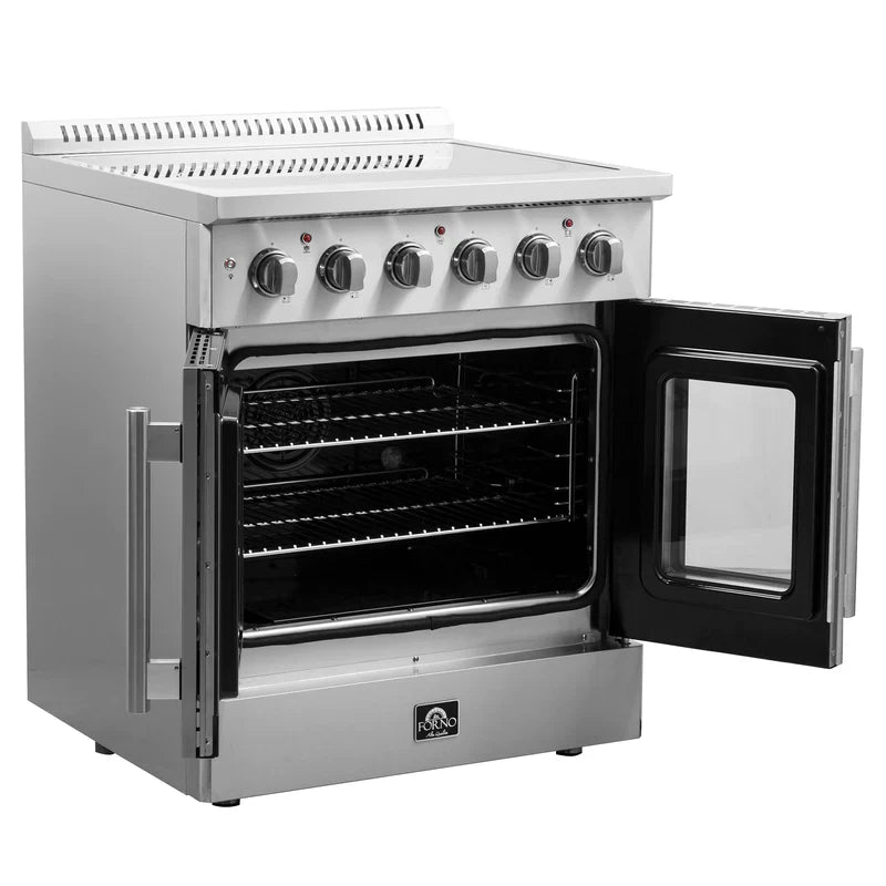 FORNO Galiano 30 Inch French Door Electric Range with Convection Oven - Stainless Steel FFSEL6917 30